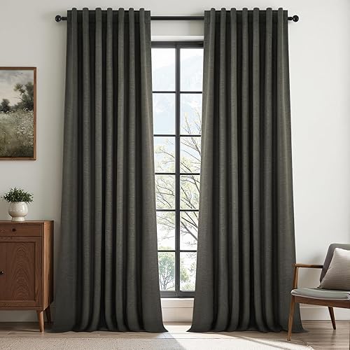 Vista 21 de Topfinel Cortinas Opacas y Cortinajes Marfil Crema de 84 Pulgadas de Largo, Beige con Pliegues Pinzados Completamente Opacas de Lino Natural
