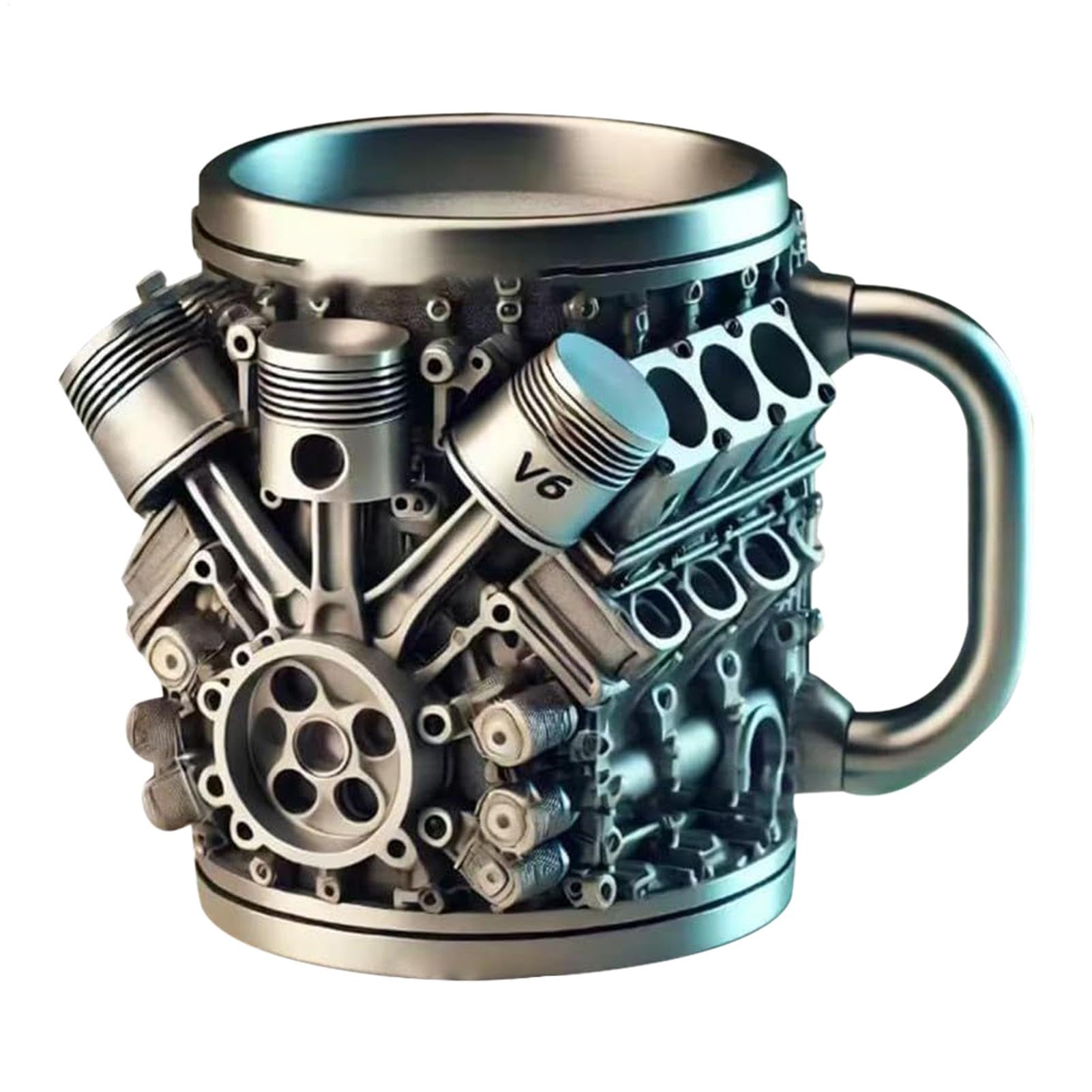 Samochodowy kubek do kawy z silnikiem, wzór silnika V8 i V6, kubek ze stali nierdzewnej V8 i V6, trwały i stylowy, idealny dla entuzjastów samochodów
