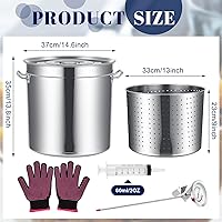 Vista 2 de Geetery Olla para hervir mariscos de acero inoxidable con canasta, olla con colador, freidora de pavo, cangrejo, langosta con termómetro inyector