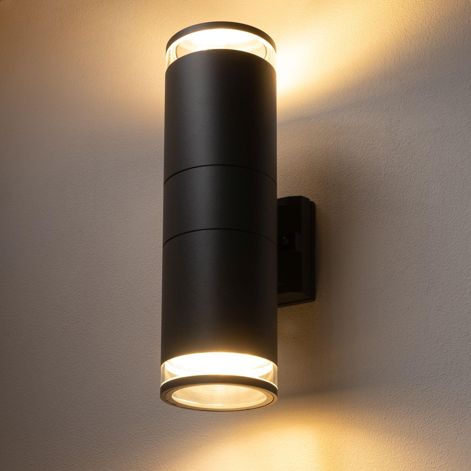 Außenwandlampe Up Down H: 35 cm schmal IP44 2-flammig E27 Aluminium Modern indirektes Licht Fassadenstrahler Wandlampe außen Haus Terrasse