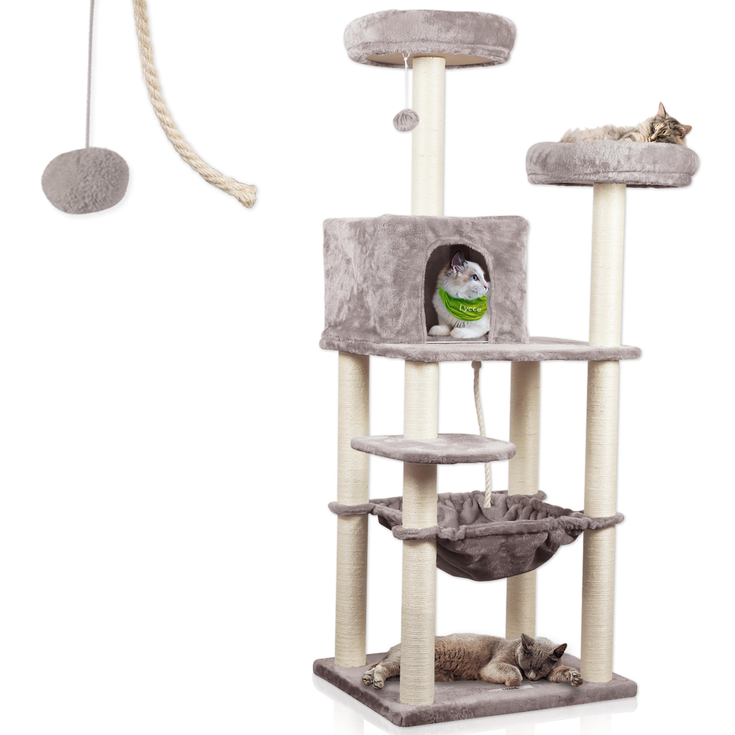 Lycce Krabpaal groot Royal 145 cm hoog meerlaagse kattenboom incl. 10
