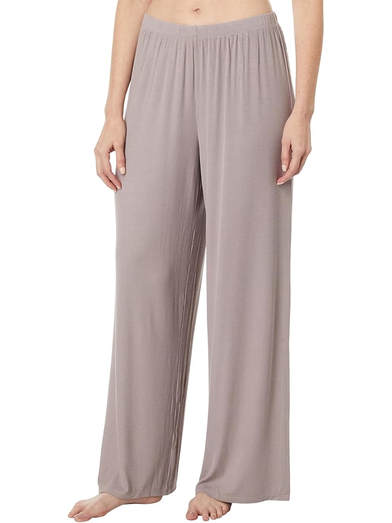 Taupe Barefoot Dreams Malibu Collection&#174; Ultrasoft Rib Wide Leg Pants