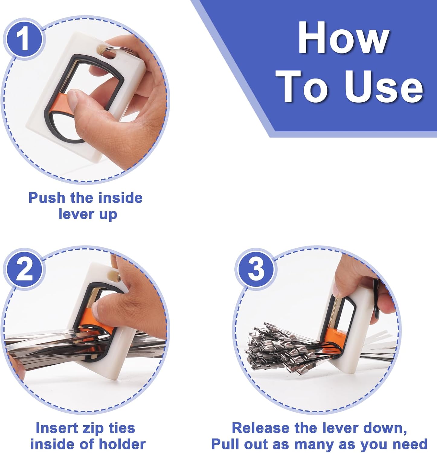 Professional Metal Zip Ties Gun Tool Kit with 250 PCS 11.8 Inch Stainless Steel Zip Ties & Organizer Holder for Electricians, HVAC, Chainlink Fence Ties, Industrial Use