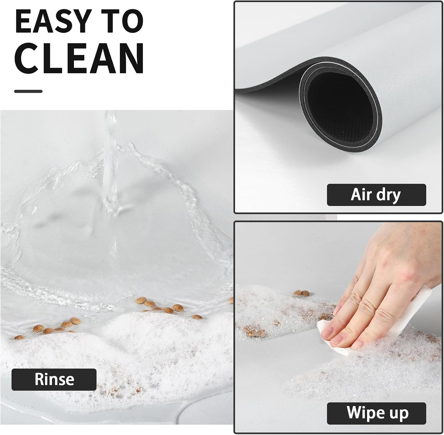 HotLive Pet Feeding Mat - Absorbent Dog & Cat Mat, Light Grey, 16"x24" image 3