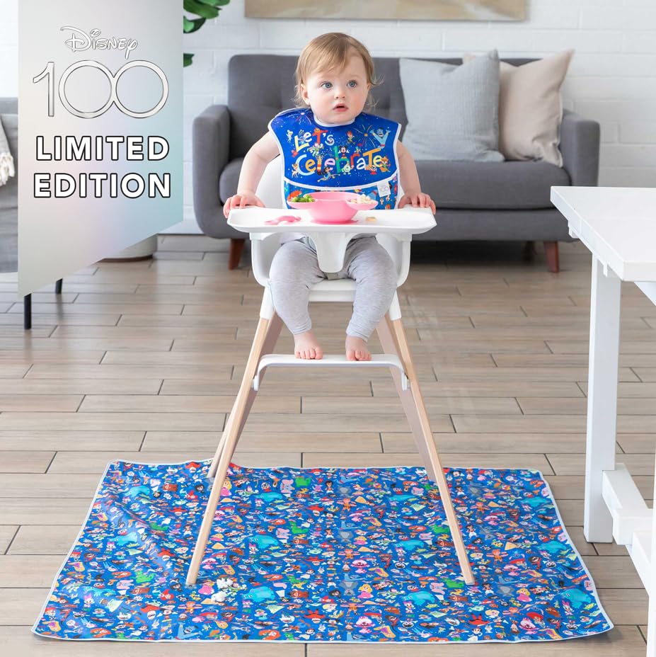 Miniatura 2 de Bumkins Disney - Tapete de salpicaduras para bebés debajo de la silla alta, tapete para bebés y niños pequeños que comen desorden, tela reutilizable
