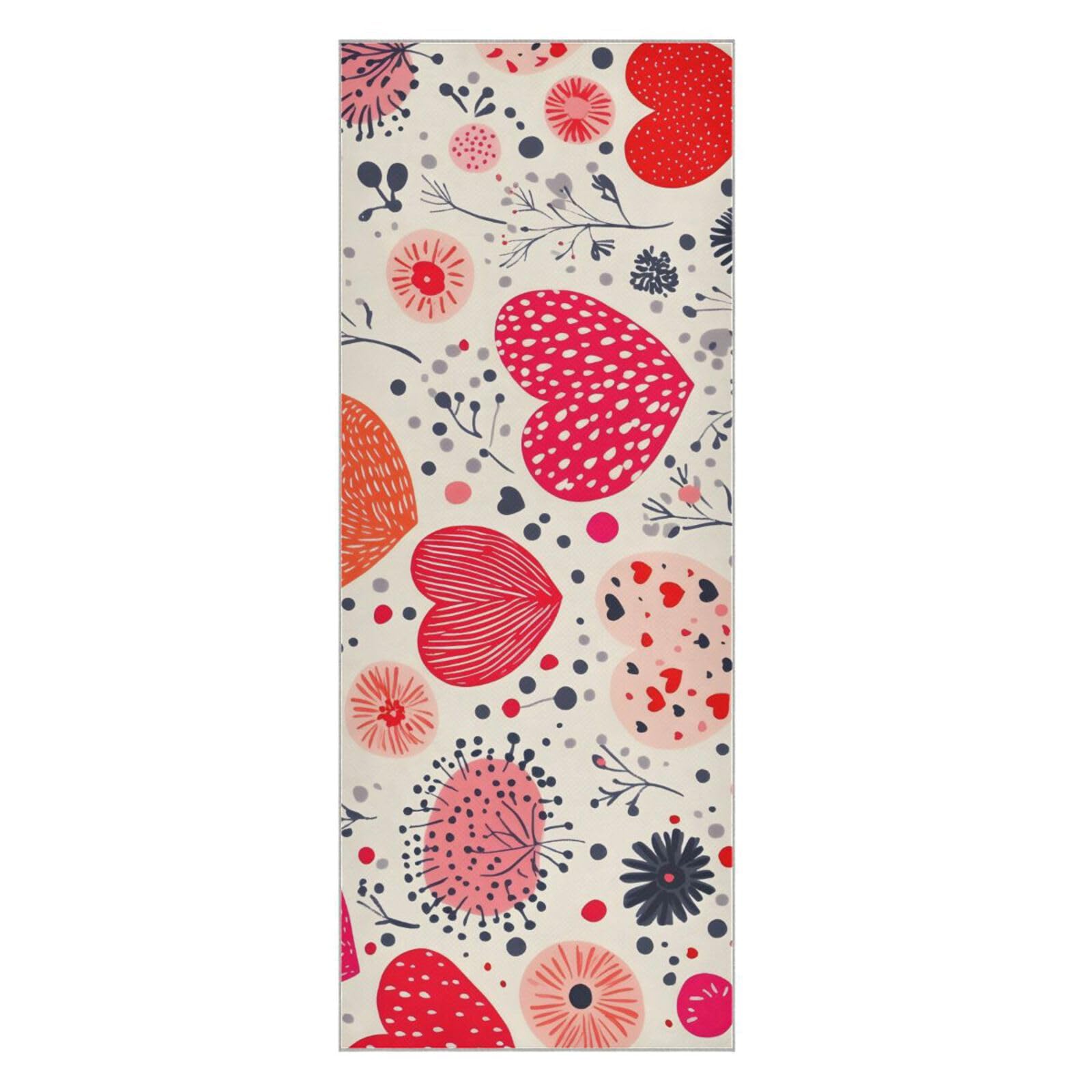 Hezely Non-Slip Hot Yoga Towel - Mat-Sized, Super-Absorbent Microfiber Sweat Towel for Gym, Bikram, Pilates and Yoga Mats,Valentine's Day Element Print