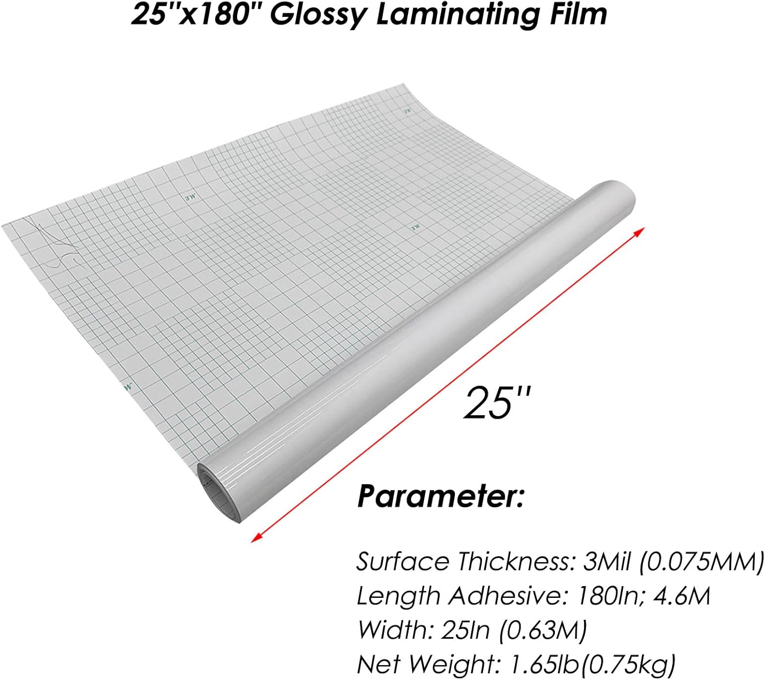 INTBUYING Manual Cold Roll Laminator 25'' Laminating Machine Glossy Uv Luster Vinyl Cold Laminating Film 25x180