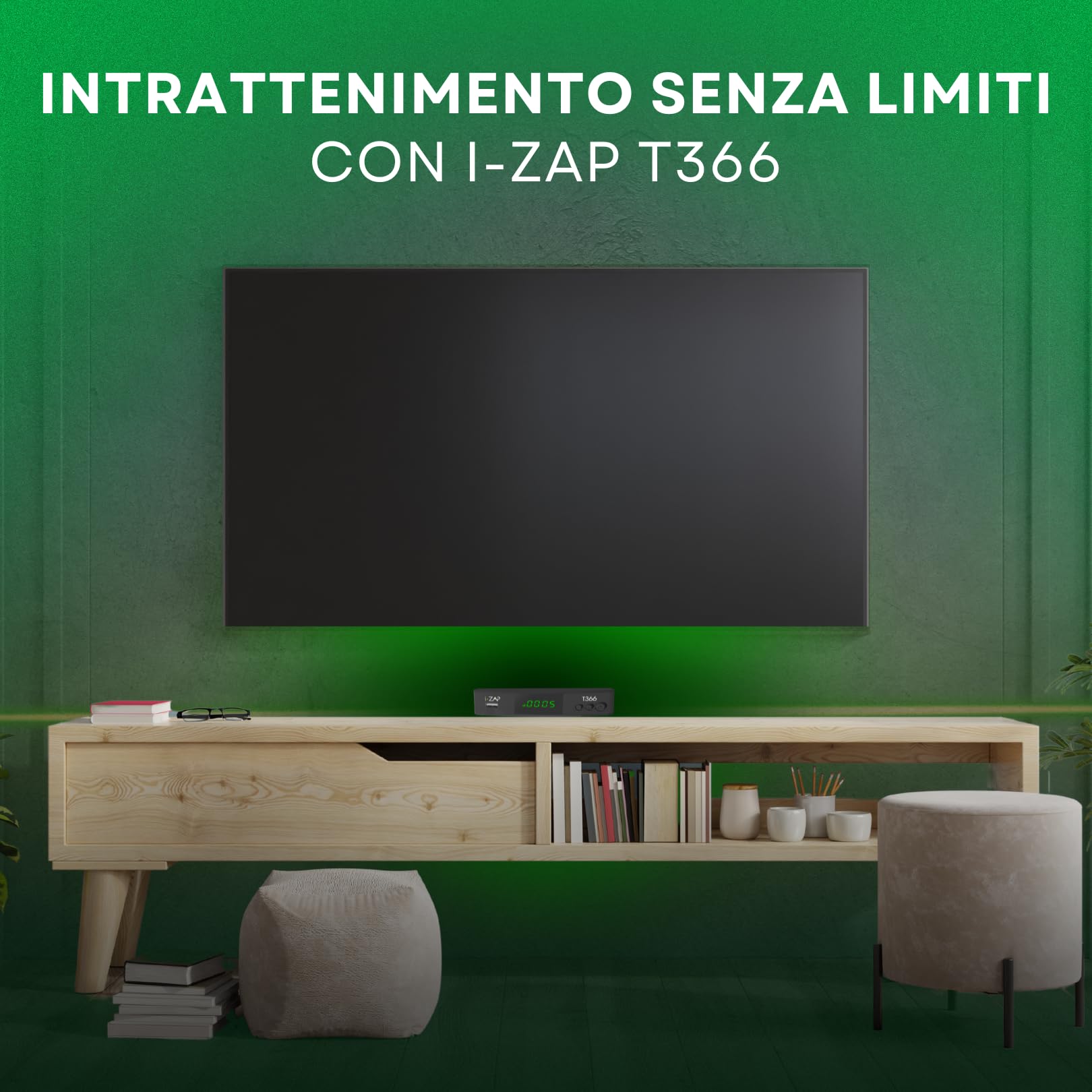 i-ZAP T366 - Decoder Digitale Terrestre 2025 DVB-T2 con Telecomando incluso. Presa HDMI, SCART, USB, ETHERNET