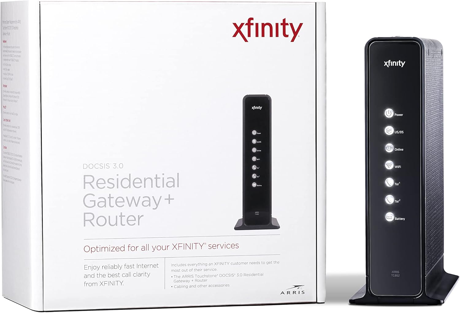 ARRIS DOCSIS 3.0 Residential Gateway with 802.11n/ 4 GigaPort Router/ 2-Voice Lines Certified with Comcast (TG862G-CT)