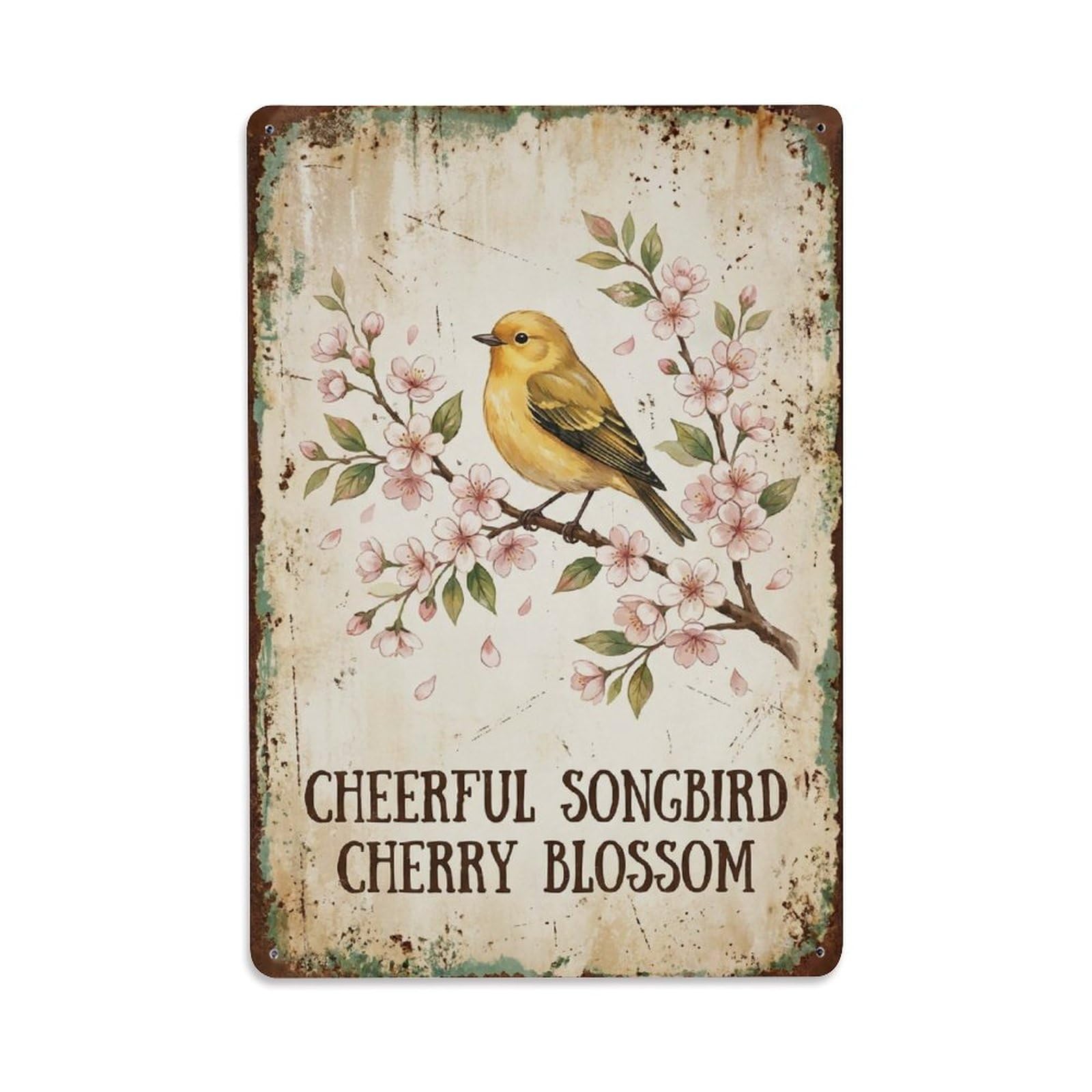Okngb Style Quirky Songbird Wildlife Motto Vintage Cute Heritage Metal Tin Sign Plaque Wall Decor For Cafe, Man Cave, Club Bar, Office, Home Garden Round Metal Poster 8X12inch