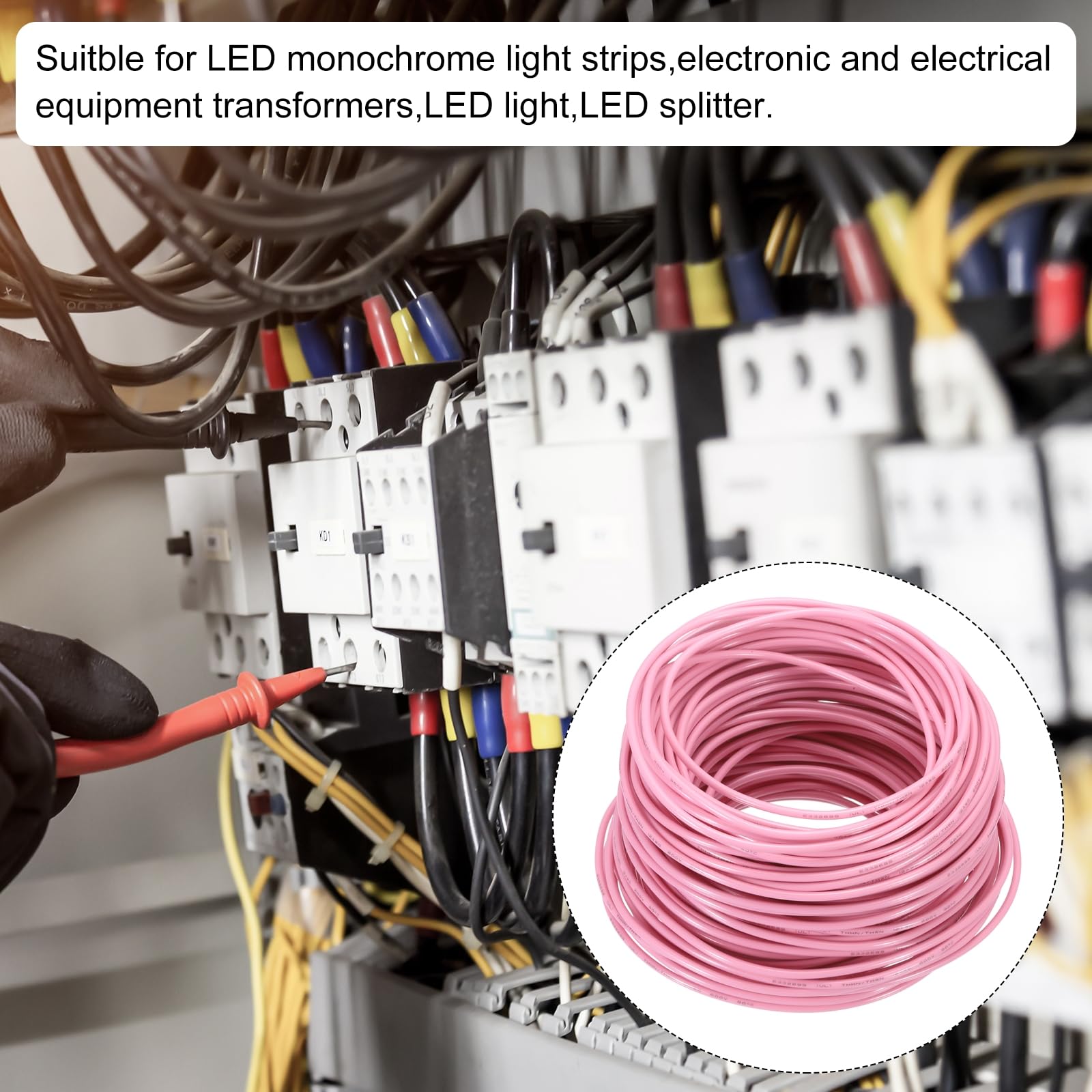 QUARKZMAN 100 Pies Cable Eléctrico Aislado Cobre Sólido 12AWG Cable De Conexión THHN Cable Residencial Industrial Para Puesta A Tierra Clasificado Para 600 Voltios Listado UL Rosa