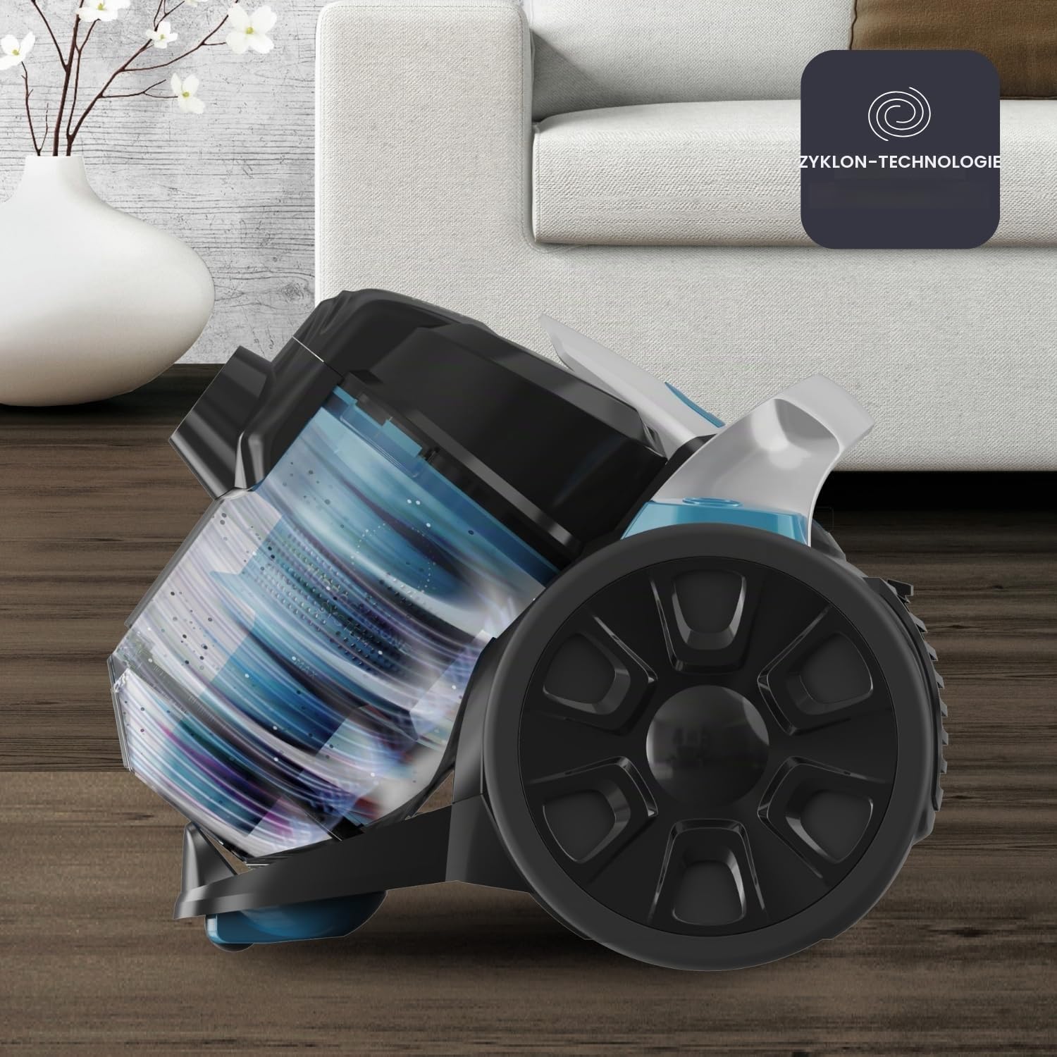 Black+Decker - Beutelloser Staubsauger BXVML701E | 700W | 18kPa | Zyklontechnologie | Waschbarer HEPA13-Filter | 2L Behälter | 8m Aktionsradius | All-Rounder-Bodendüse | Zubehör Inklusive