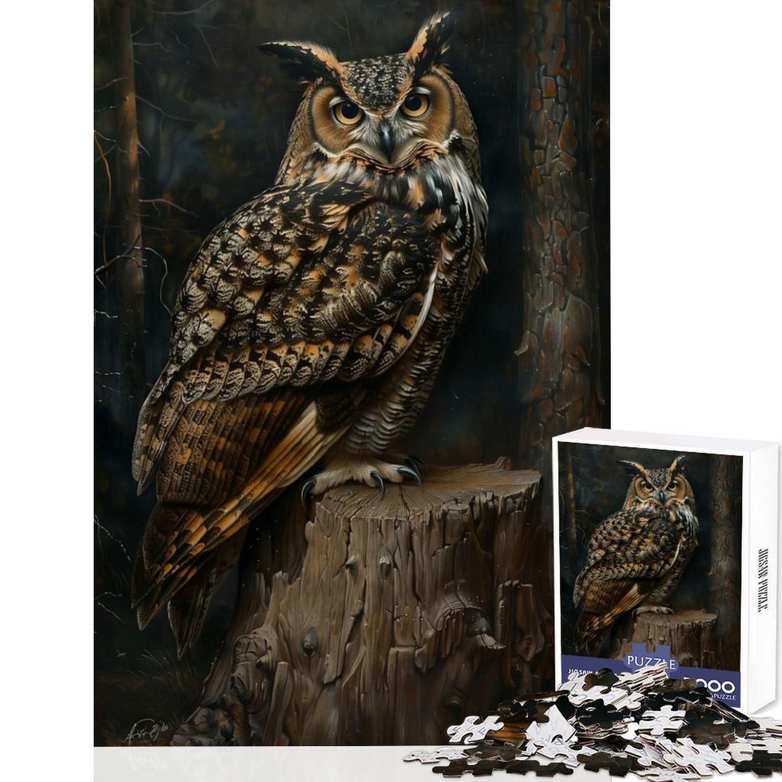 Magical Cute Owl Bird Jigsaw Puzzle 1000 Piece Brain Training Fun Precise Interlock Structure Rewarding Activity for Rainy Days 38x26cm