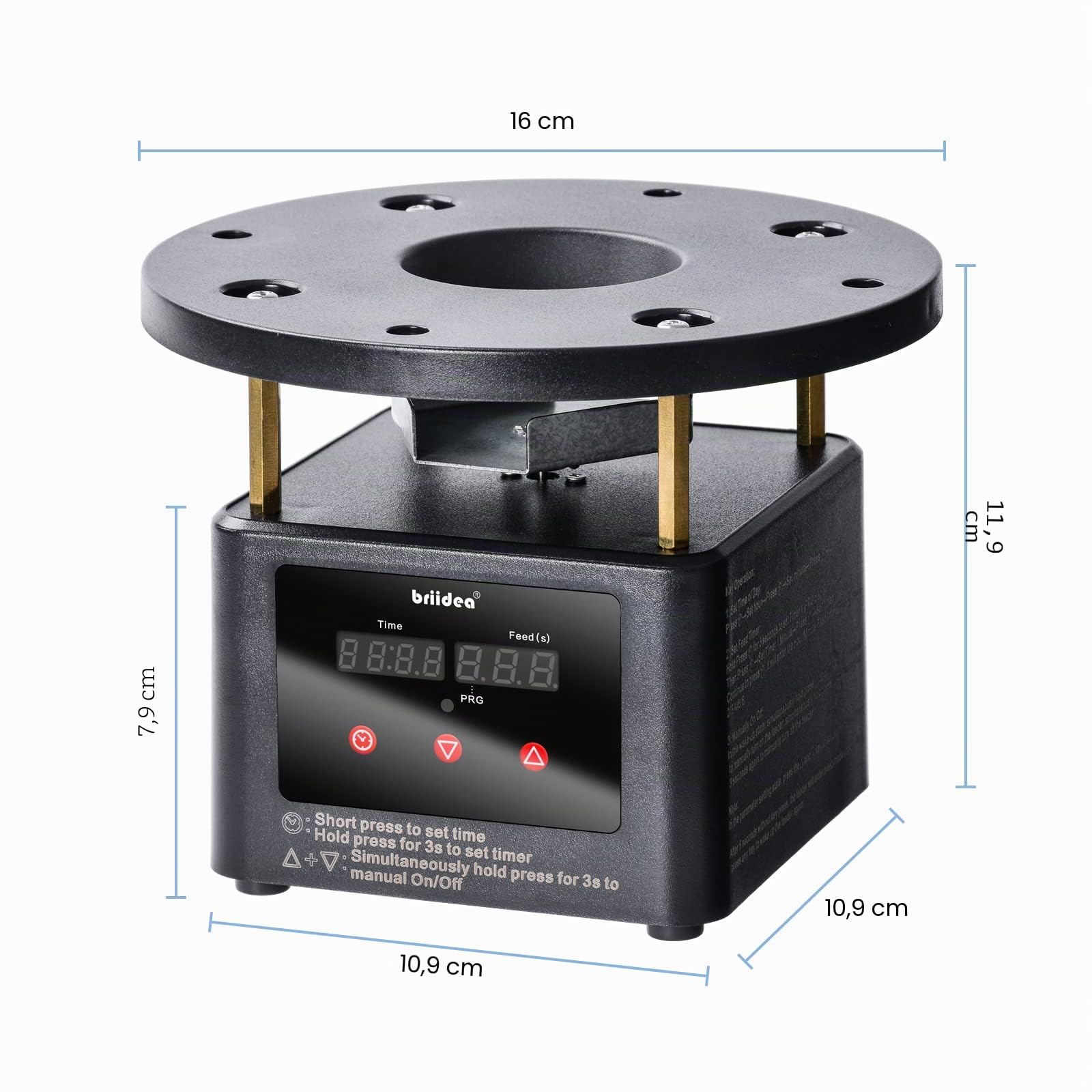 Briidea Deer Feeder Timer Kit mit programmierbarem digitalem Timer, Metalldrehplatte, verstellbare Halterung, Schwarz