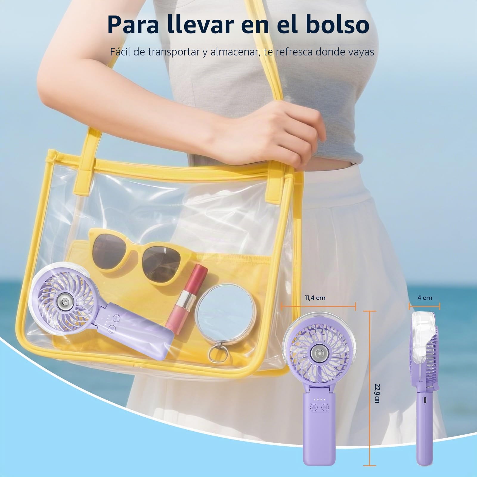 HandFan Ventilador de niebla de 5200 mAh (morado claro)