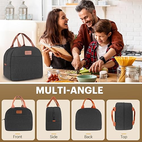 Miniatura 4 de EASYFUN Bolsa de almuerzo para mujeres y hombres, bolsa de almuerzo aislada a prueba de fugas con gran capacidad, bolsa de mano más fresca para el