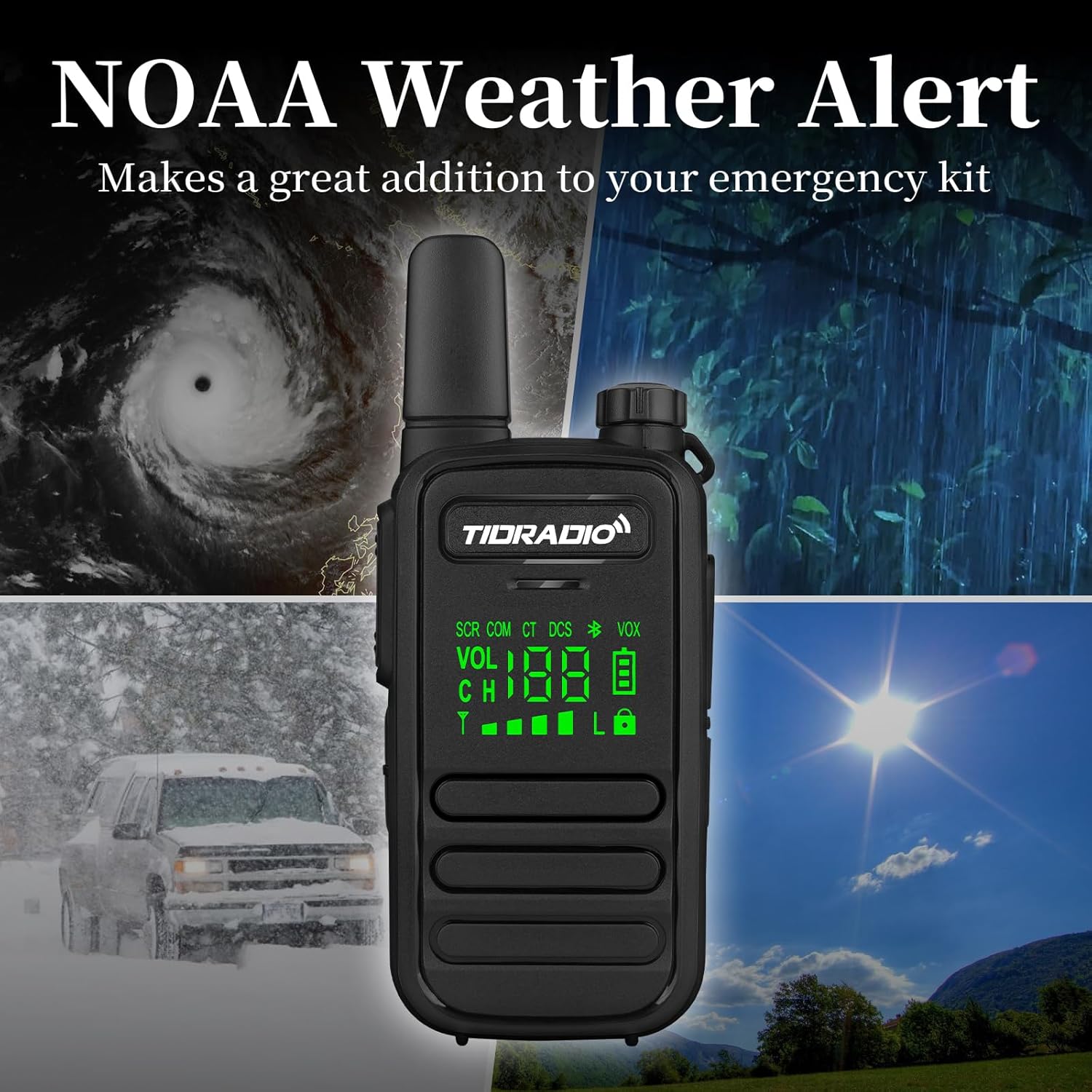 TIDRADIO TD-M11 Waterproof Walkie Talkies for Adults,Wireless Programming,Emergency NOAA Weather Radio,Frequency Copy,Long Range Two Way Radios with 6 Way Gang Charger,for School Church Business-6Pack