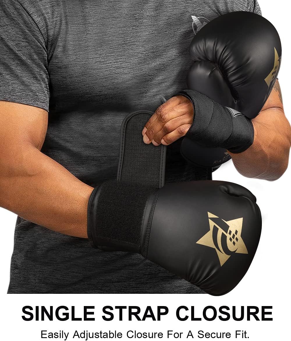 Boxing Gloves for Men & Women, Kickboxing Bagwork Training Gloves, Muay Thai Style Punching Bag Mitts, Fight Gloves(Black, 10 Oz.)