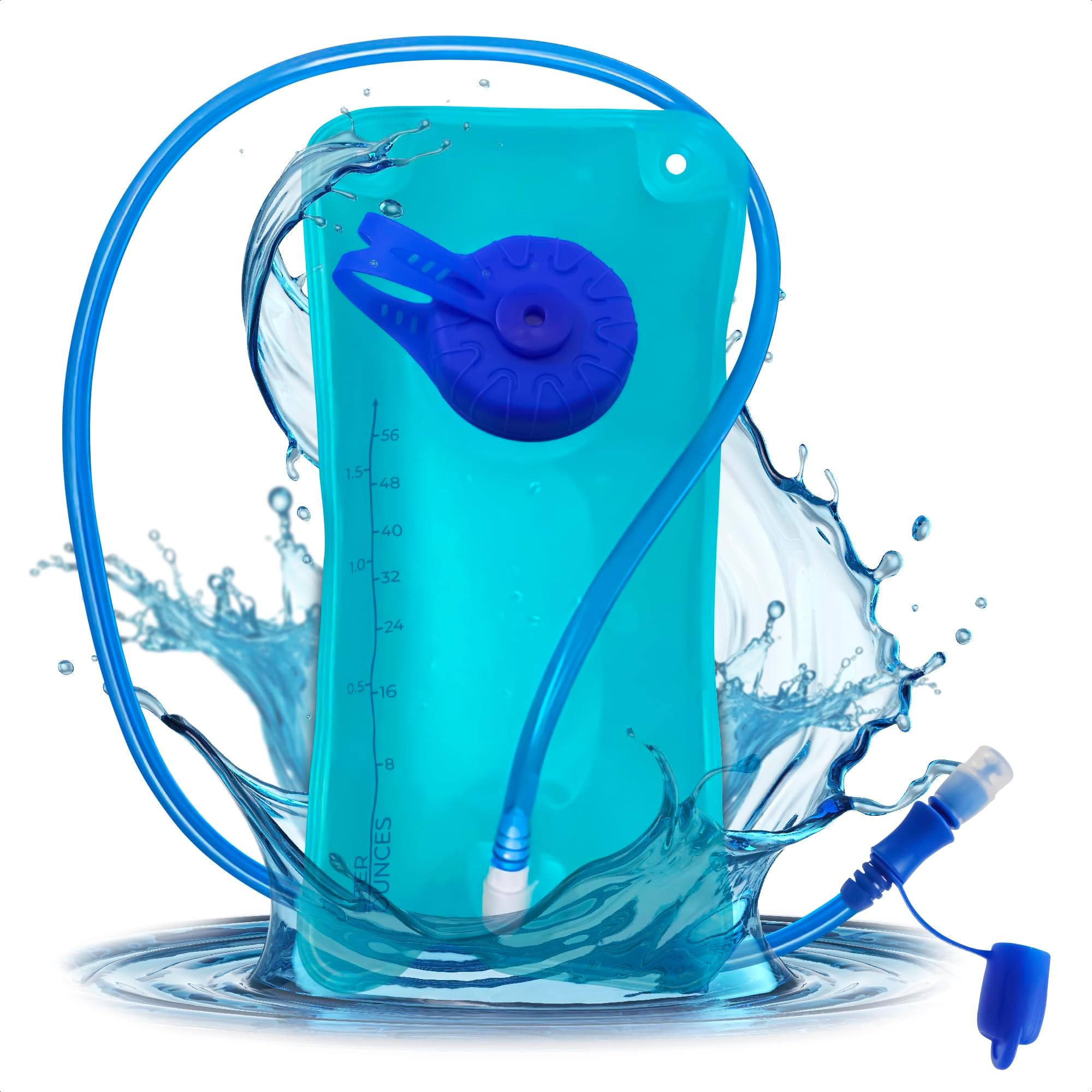 Water Bladder for Hiking Backpack – 1L/1.5L TPU Material Hydration Bladder with Readable Markup, Large Opening Lid, Mouthpiece Cap & Easy Tube Connection – Water Pouch for Backpac , Camping Trips