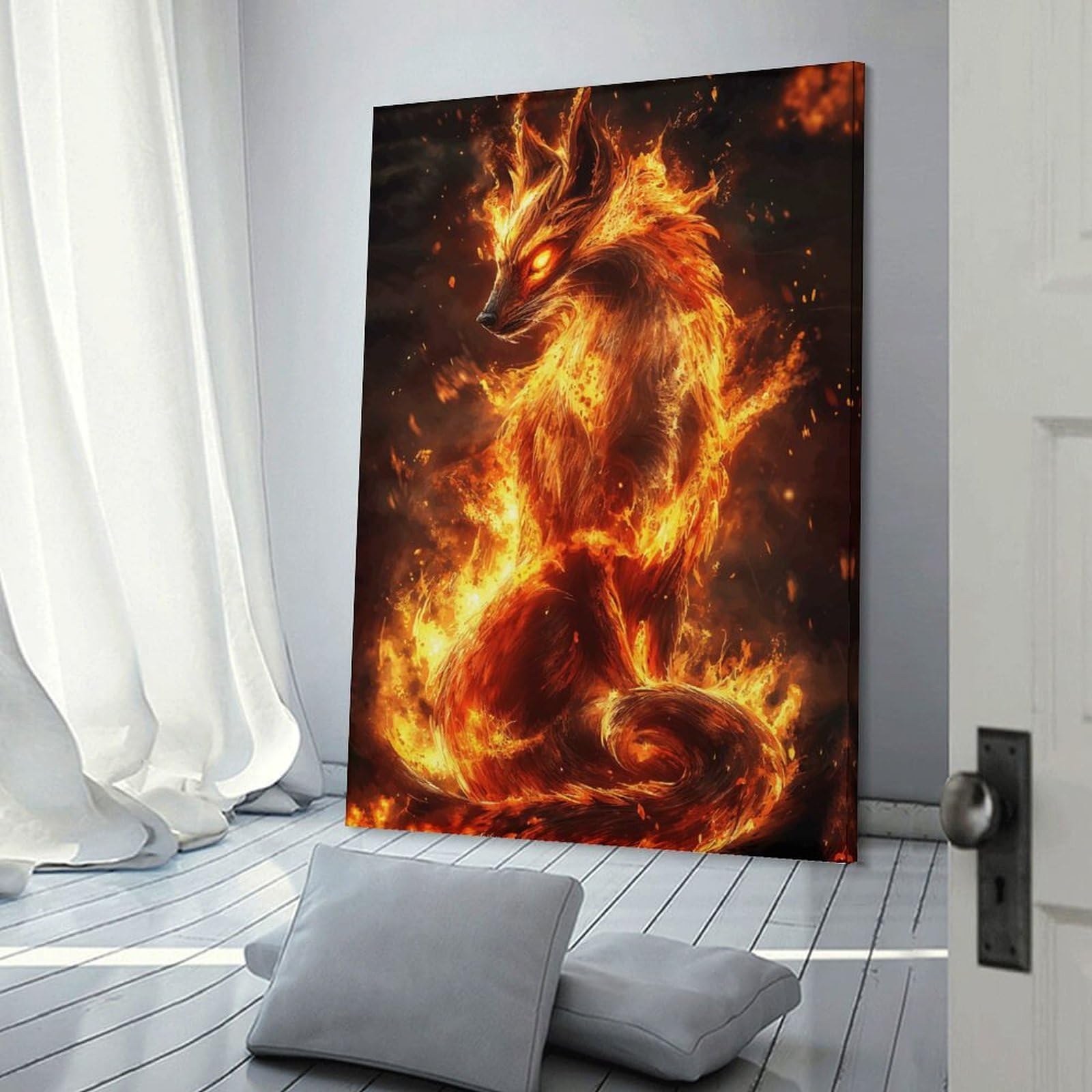 Junmoney Fiery Fox Decorative Wall Artwork, 12x18inch(30x45cm), for Corridors, Hallways Or Apartment Entries, Home Artwork for First Impressions
