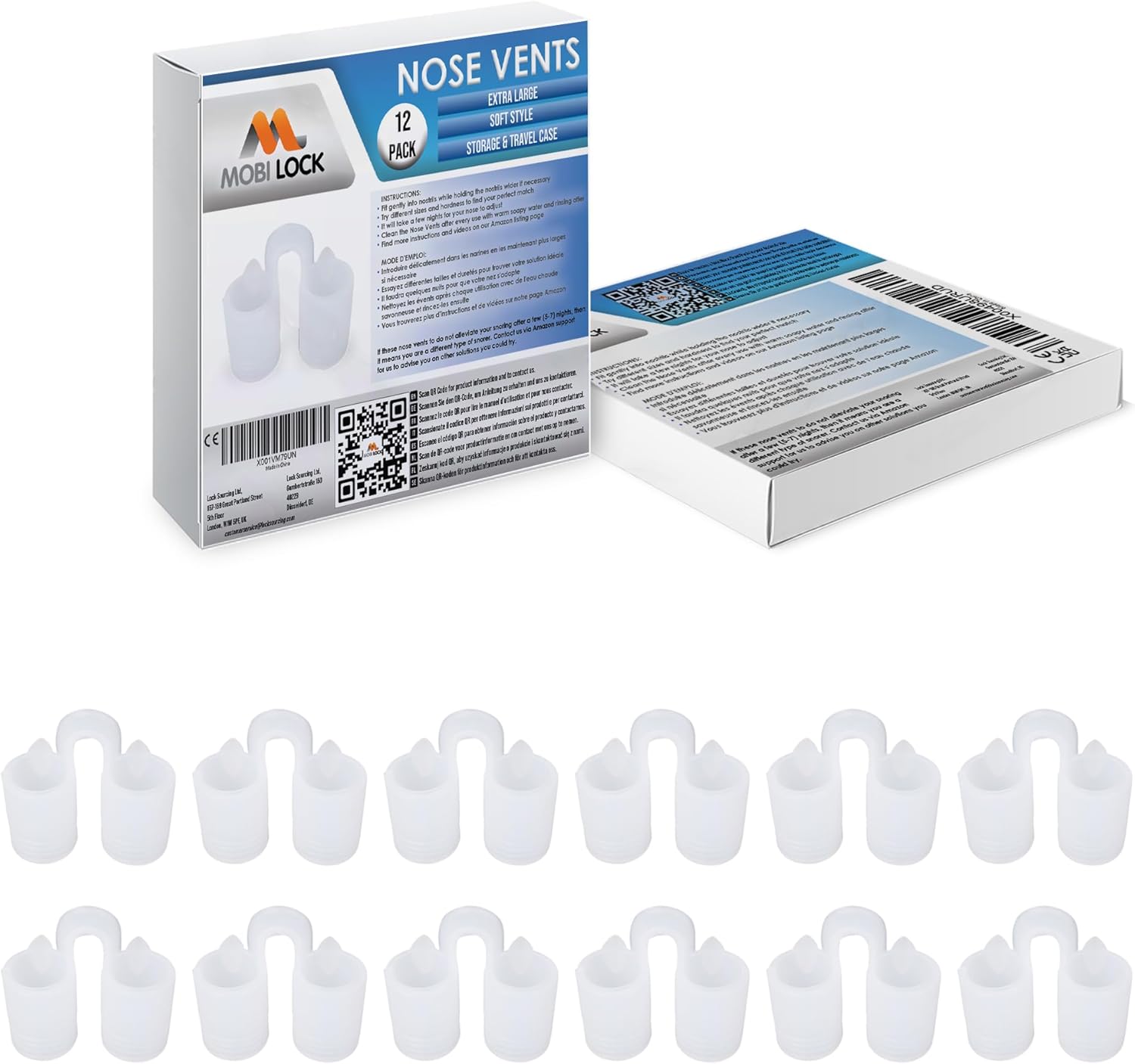 Nose Vent Sinus Relief Dilator (Pack of 12 XL Size) Soft Silicone Vents – A Simple Snore Stopper Solution for Nasal Snorers – Reusable Snoring Device to enjoy a peaceful night’s sleep by Mobi Lock