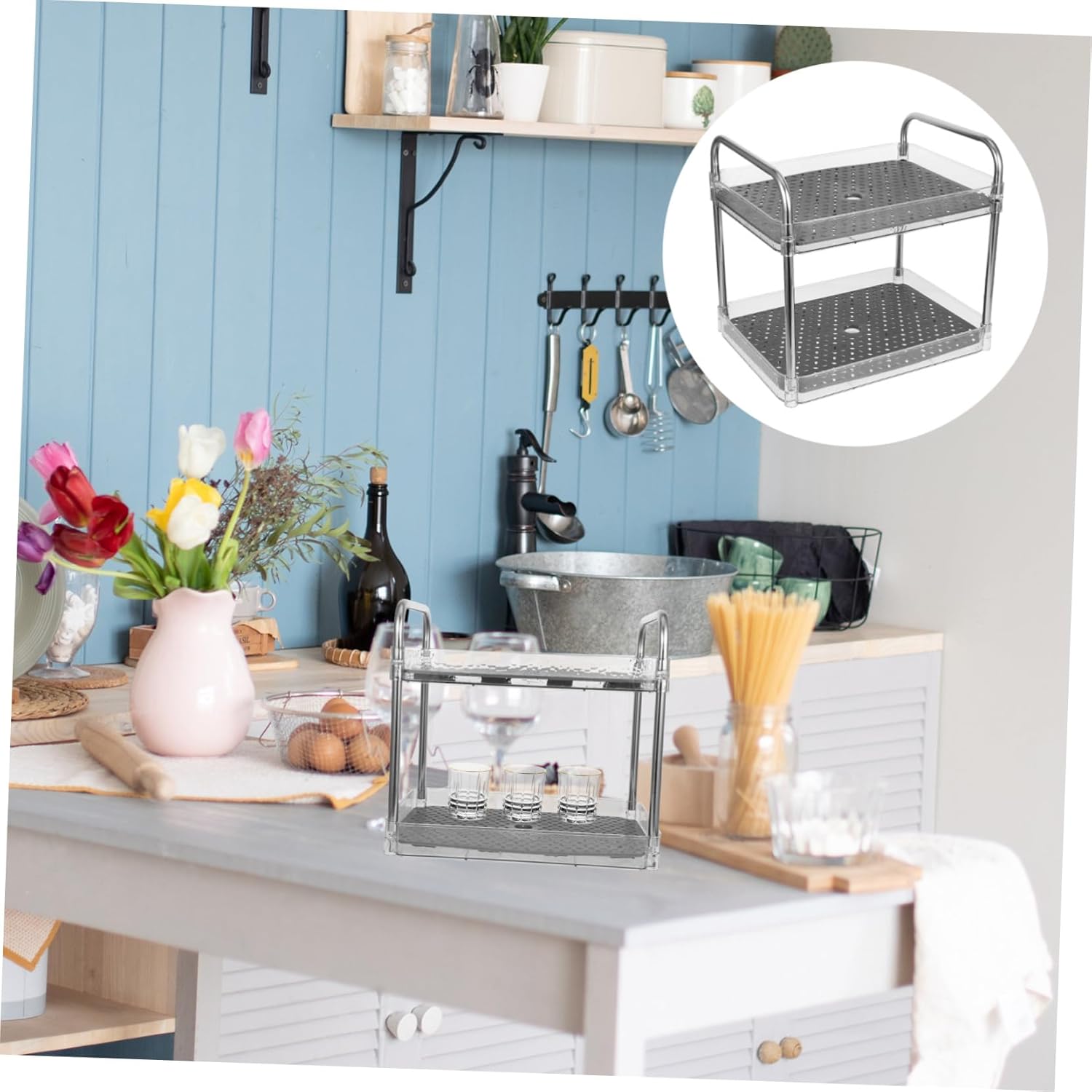 Cabilock Compact Dish Drainer Drying Rack Tableware Drain Dish Rack Kitchen Storage Shelf