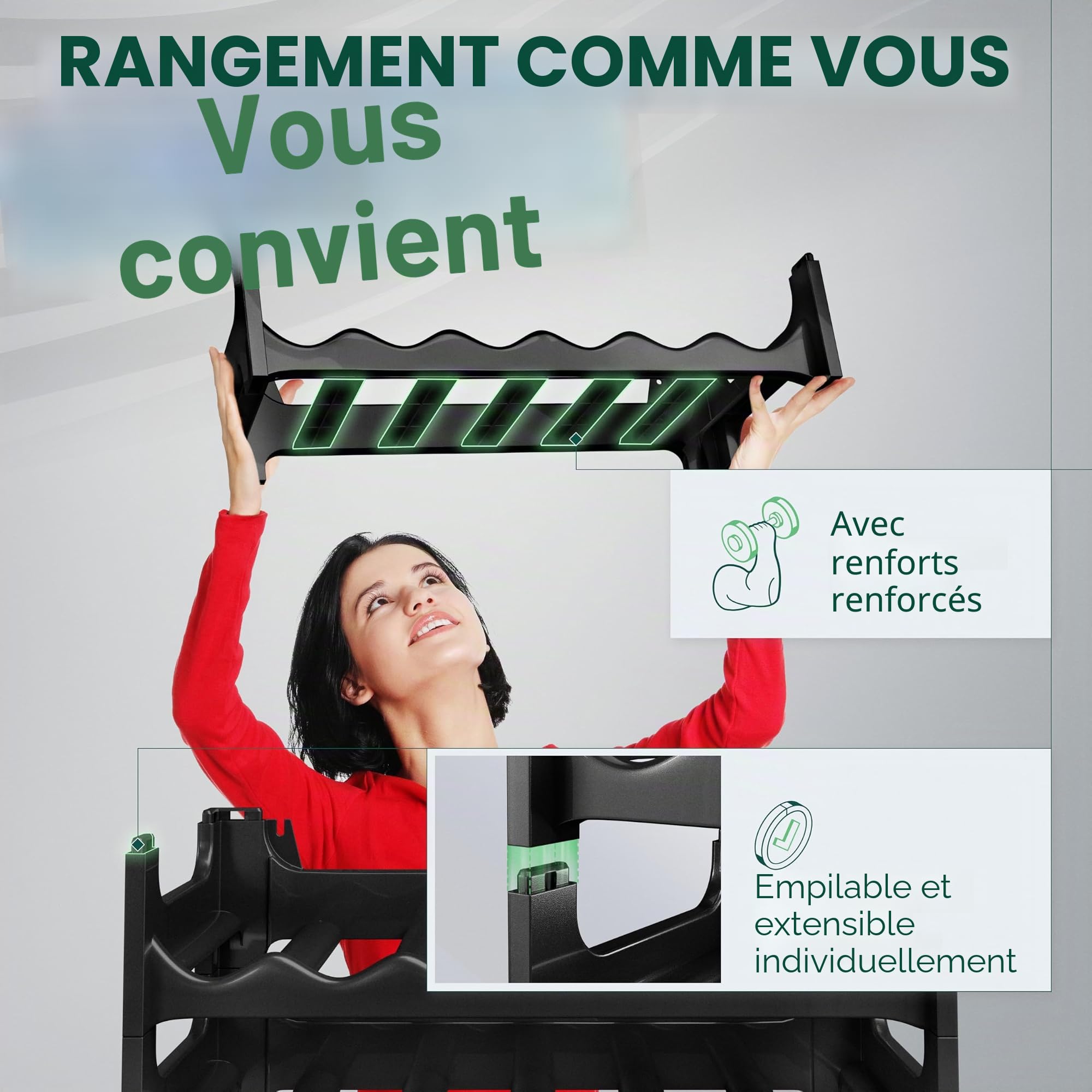 Novaliv casier à Bouteilles | vin Anthracite en Plastique Robuste pour 72 Bouteilles (Anthracite, 12)