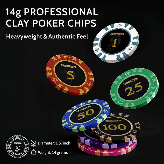 Set profesional de 500 fichas de póker numeradas de arcilla miniatura 7