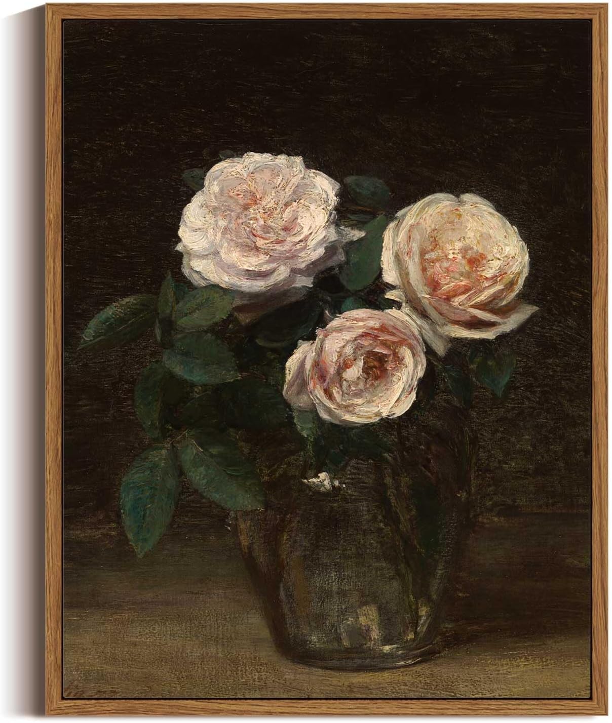 InSimSea Framed Large Canvas Wall Art,Roses in Glass Vase