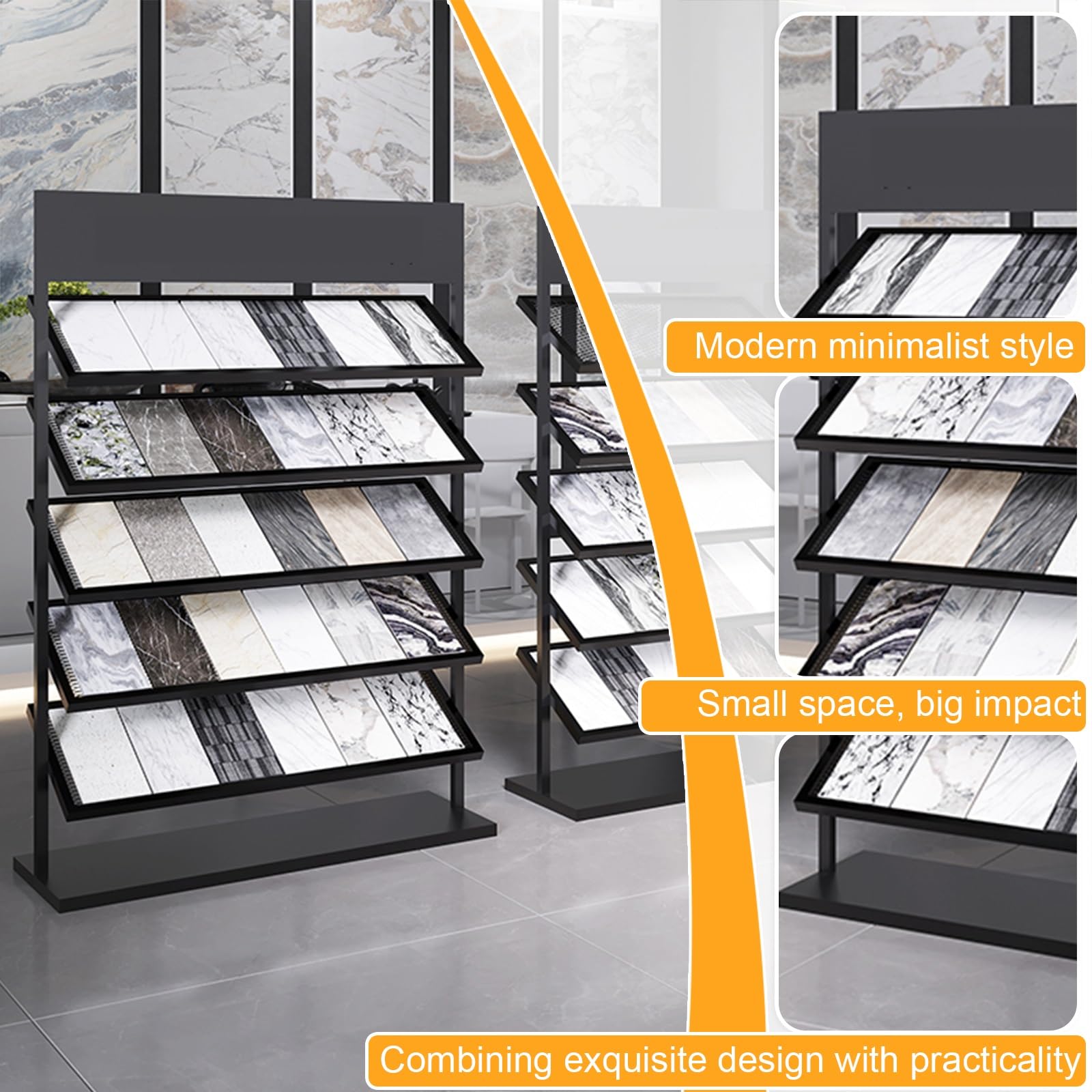 Espositore in metallo a 5 livelli per piastrelle e campioni - 34,9 x 34,8 x 149,9 cm Sto Stand per fiere e mostre - Maximizer dello spazio per la presentazione di prodotti e nizat