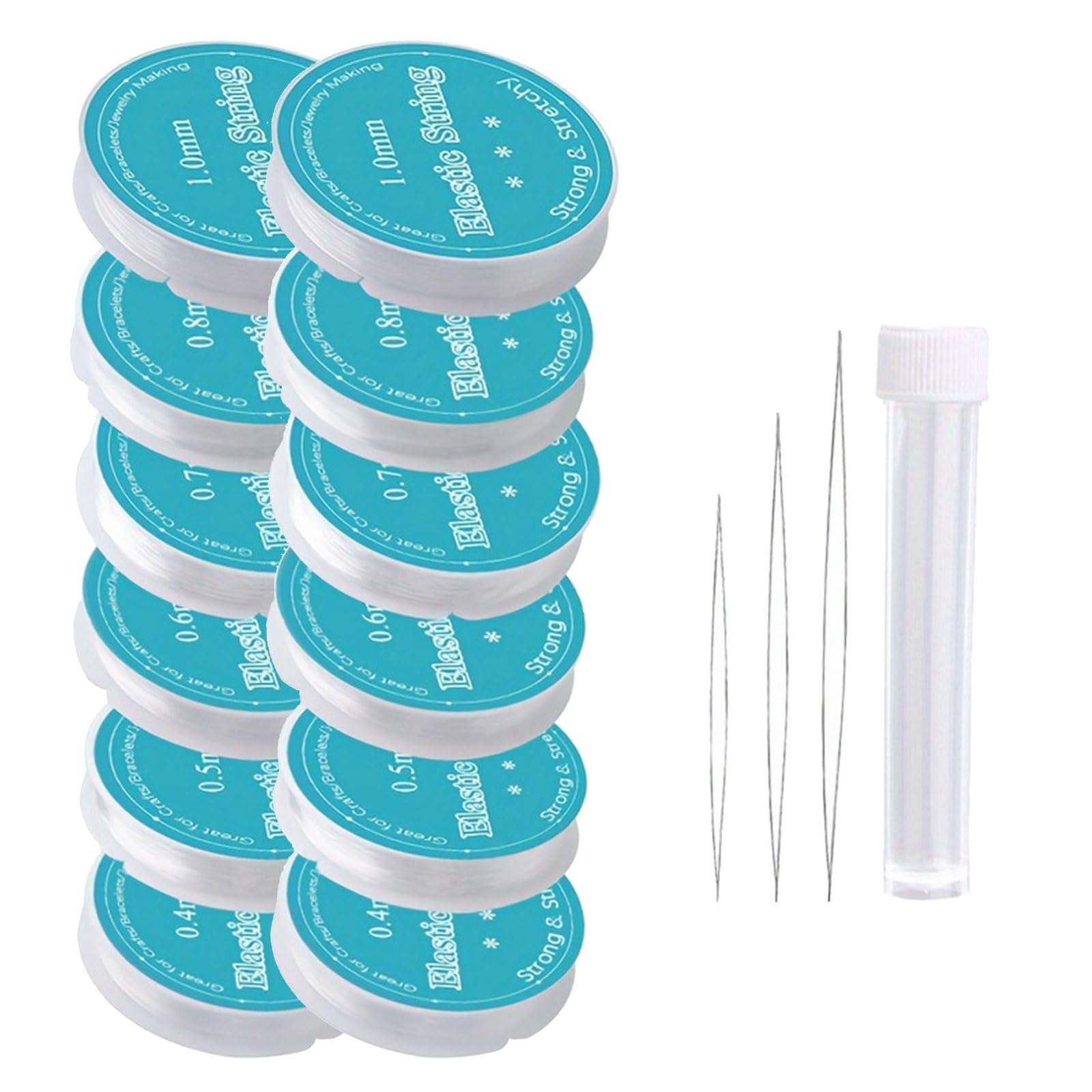 Buxuaaaa Stretchy Metal Cord with Big Eye Beading Needle Elastic String Beading Thread for Bracelets Jewelry Crafting Project Jewelry Elastic Metal Wire