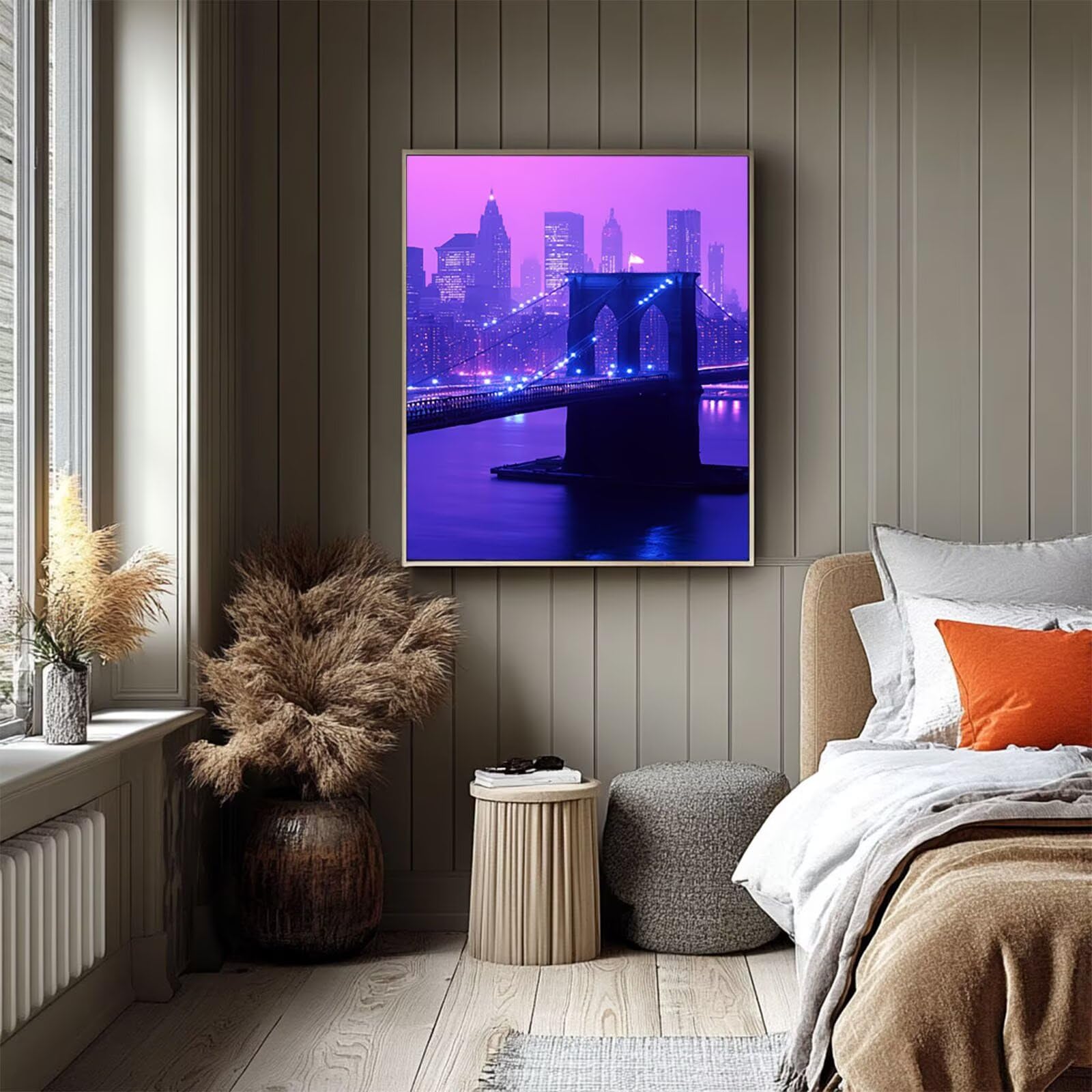 Malowanie według numerów dla dorosłych Brooklyn Bridge Malowanie według numerów Dzieci Miasto Nowoczesne obrazy Salon, Hobby Kreatywni Dorośli Maluj według liczb 95 x 70 cm obraz na płótnie na prezent