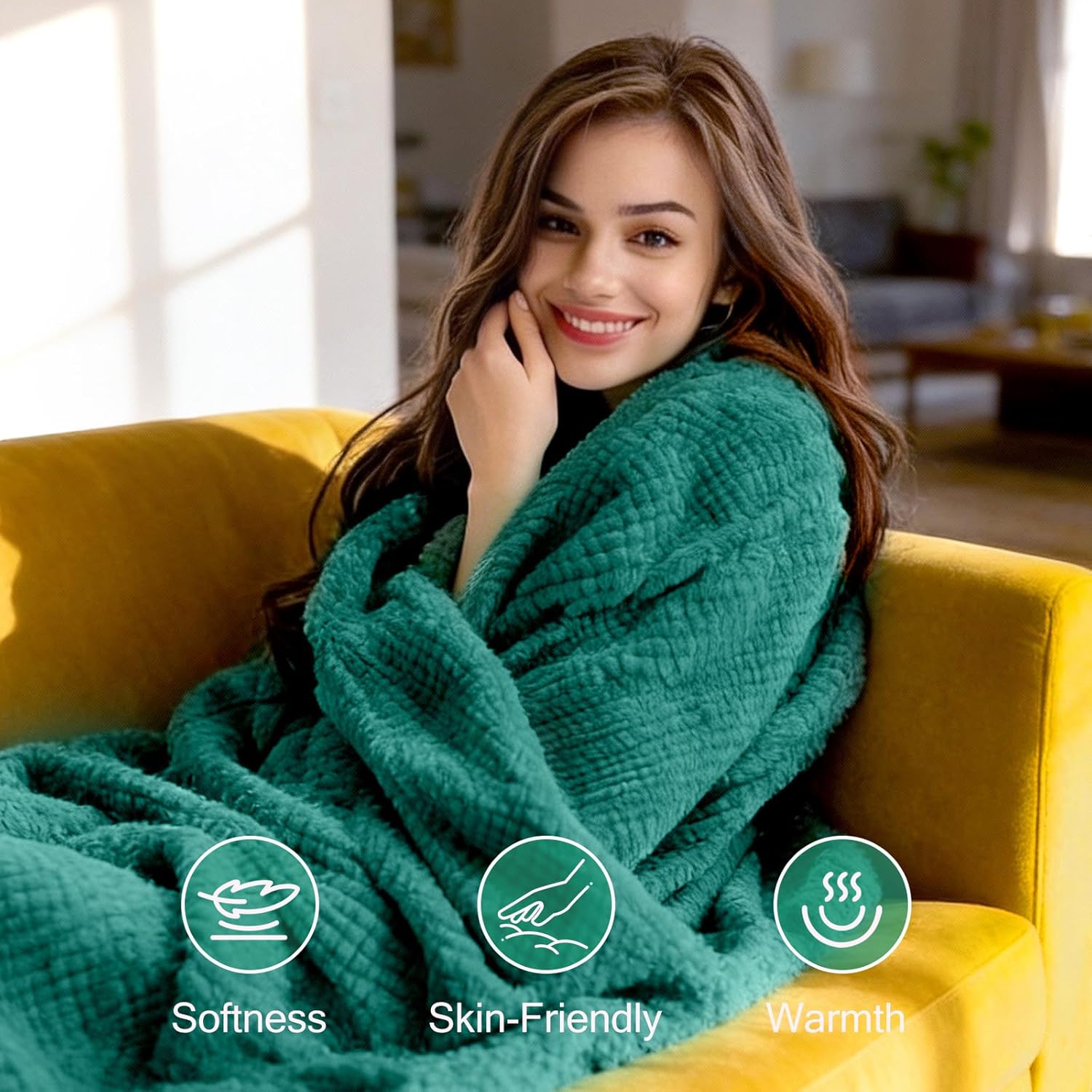 Birthday Gifts for Women, Green Warm Spring Get Well Soon Self Care Retirement Inspirational Gifts Basket with Flannel Blanket for Mom, Grandma, Sister, Wife, Girlfriend, Anniversary - Image 3