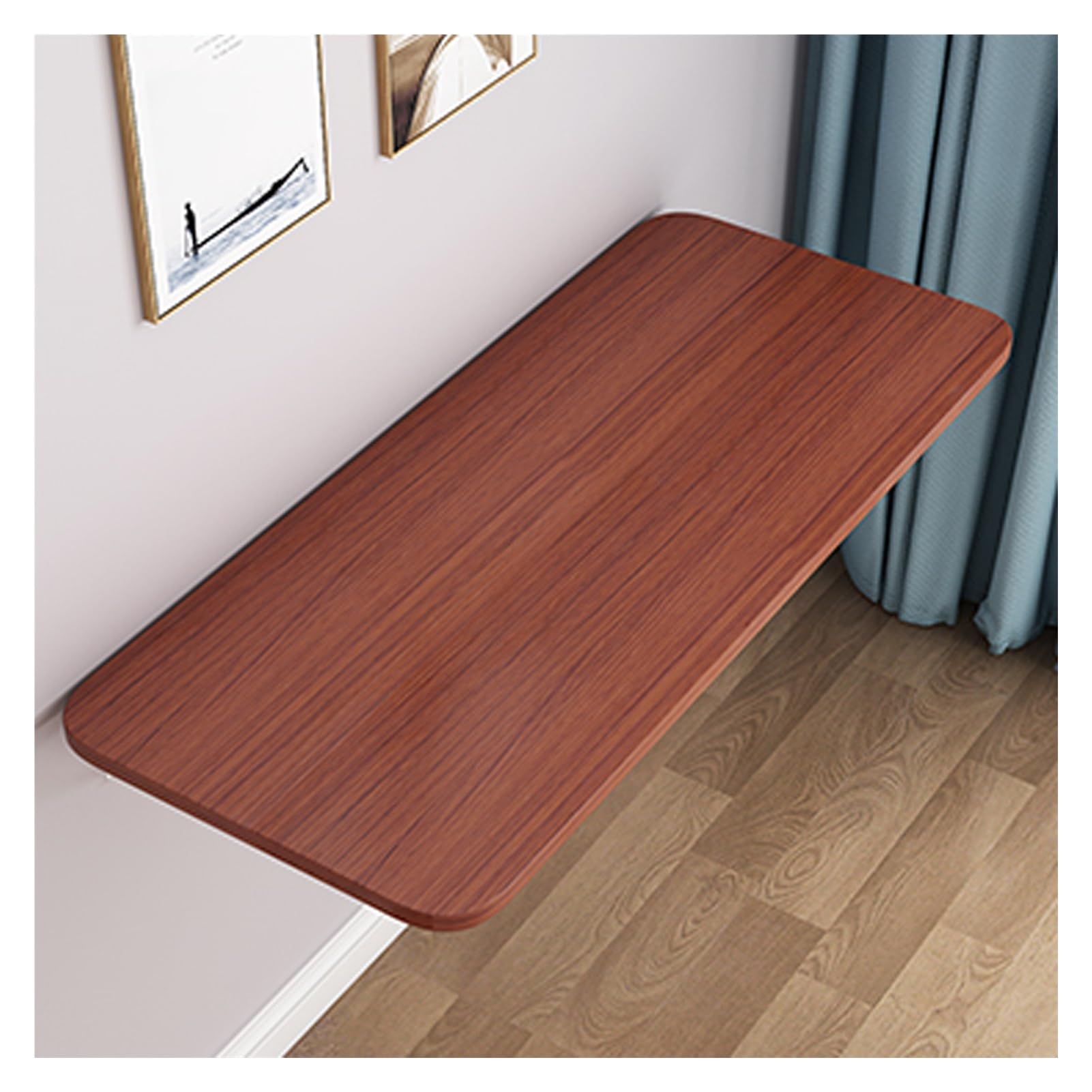 GJZQDKX Folding Wall Desk - Space-Saving Collapsible Floating Table for Home, Office, Kitchen, Dining Room & Bar - Teak Finish (60x20cm)