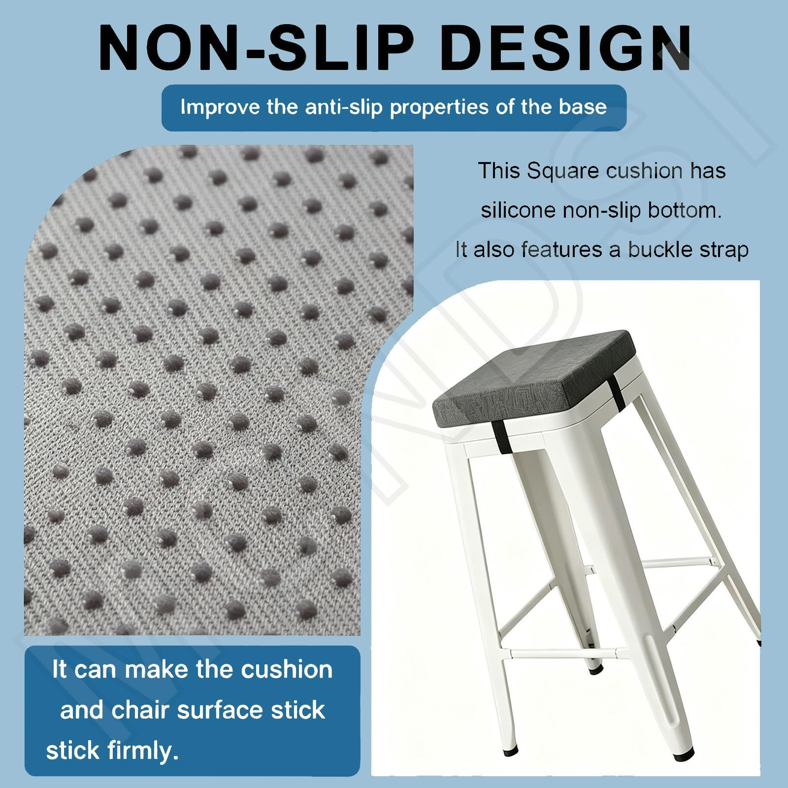 Quadratisch Stuhlkissen for Barhocker mit Bändern 35x35/40x40/50x50 cm Dick Sitzkissen rutschfest Hockerkissen Waschbar für Indoor,Büro,Bürostuhl,Schule,Terrasse,Bistro(#14,(2pcs) 60x60x8cm)