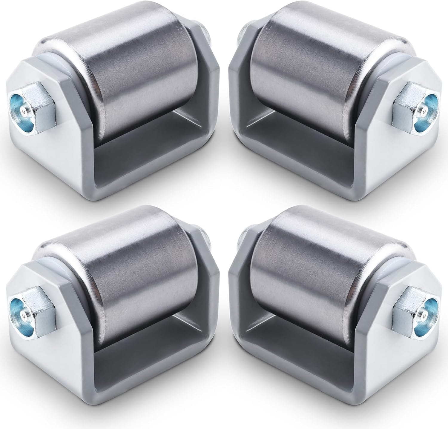 NORJIN 4 Pack 2-Inch Weld-On Trailer Skid Wheels Trailer Rollers– Heavy Duty Steel Micro Rollers for RVs, Campers, and Utility Trailers