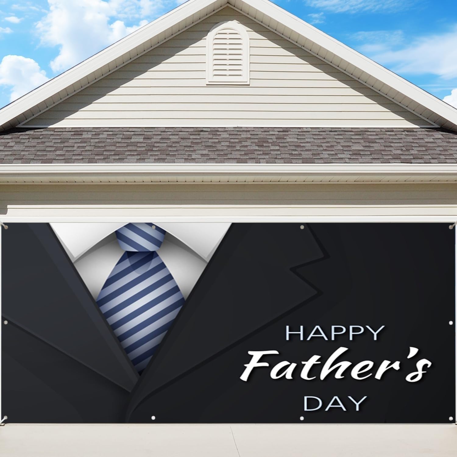 OERJU Happy Father's Day Garage Door Banner Cover Mural Fathers Day Garage Door Decorations Outdoor Wall Cover Black Suit Tie I Iove Dad Thank You Daddy Festival Party Hanging Backdrop 6x13ft