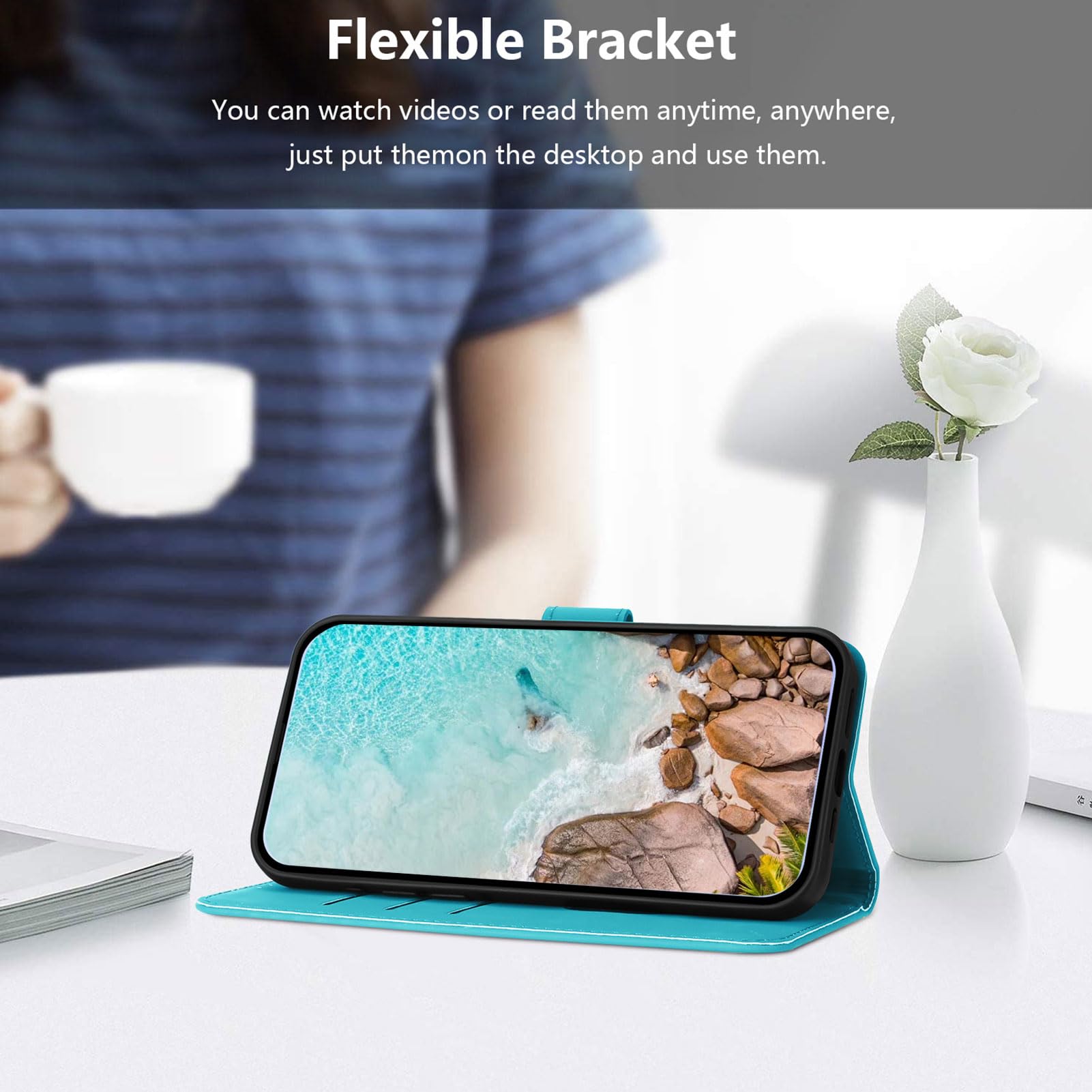 Per Samsung Galaxy S22 + Più 5G Custodia,pelle Premium Portafoglio Stand Phone
