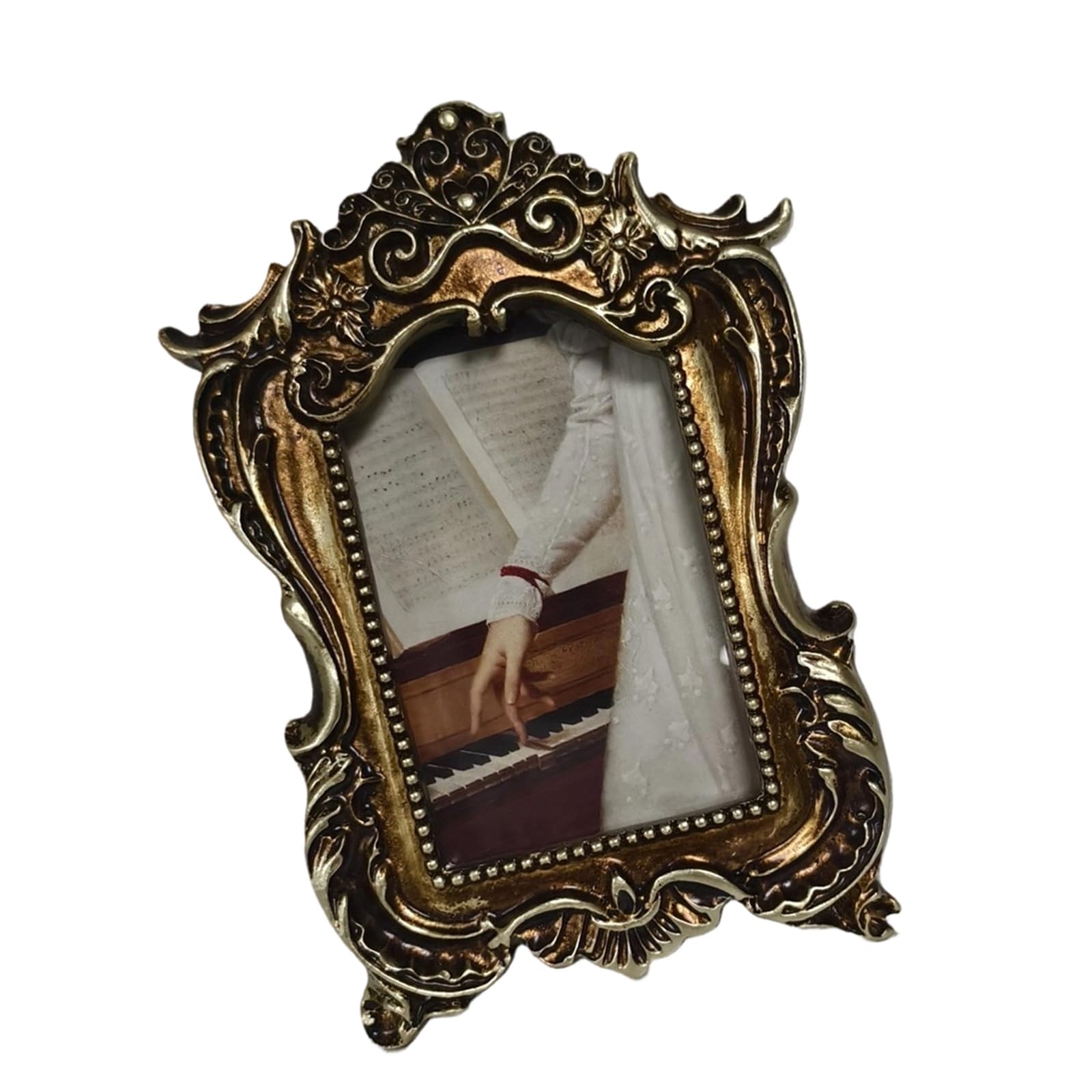 Jazuaiao Antique Ornate Retro Photo Frame for Tabletop Wall Display, Vintage Home Decor Gallery Vintage Picture Frame Small Antique Ornate Photo