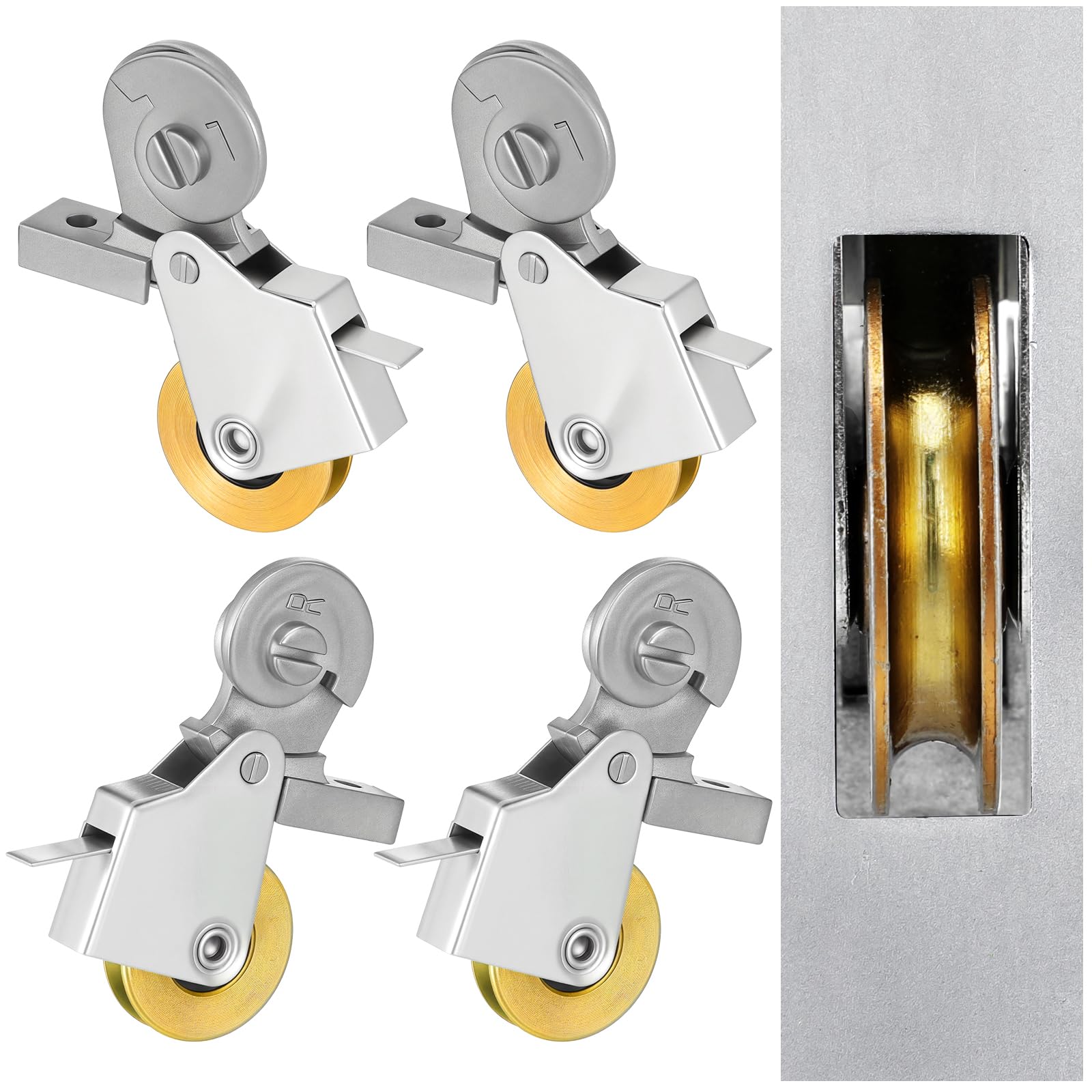 Otoolling 4 Pack 1 Inch Heavy Duty Steel Sliding Screen Door Rollers Steel Ball Bearing Smooth-Glide Roller for DIY Screen Door Maintenance Repair