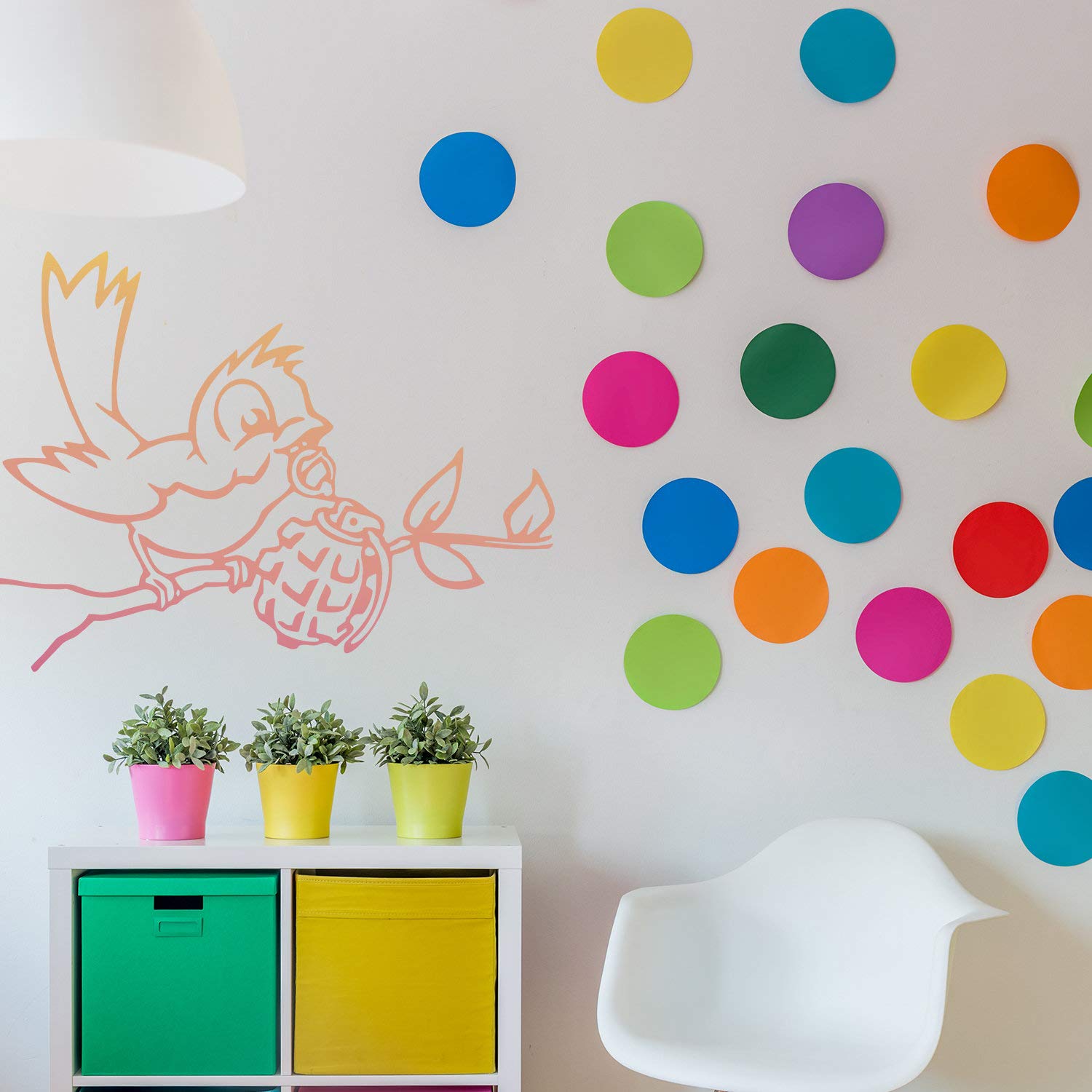 Banksy Oiseau avec Grenade Wall Sticker Street Art Graffiti Decor Vinyle Autocollant Maison Amovible Bricolage Murale Chambre garçon Hipster Noir Autocollants