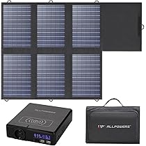 ALLPOWERS 41600mAh Centrale Elettrica Portatile con 60W Pannello Solare Pieghevole, S200 154Wh Power Bank con Uscita AC 200W, Ricarica Wireless Generatore solare per Campeggio Travel Laptop Phone