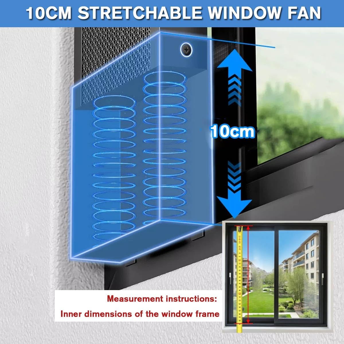 Vertical Window Exhaust Fan for Sliding Windows, No Drilling Bathroom Exhaust Fan, Quiet Exhaust Window Fan for Home, Kitchen, Bedroom & Office(57-62 in)
