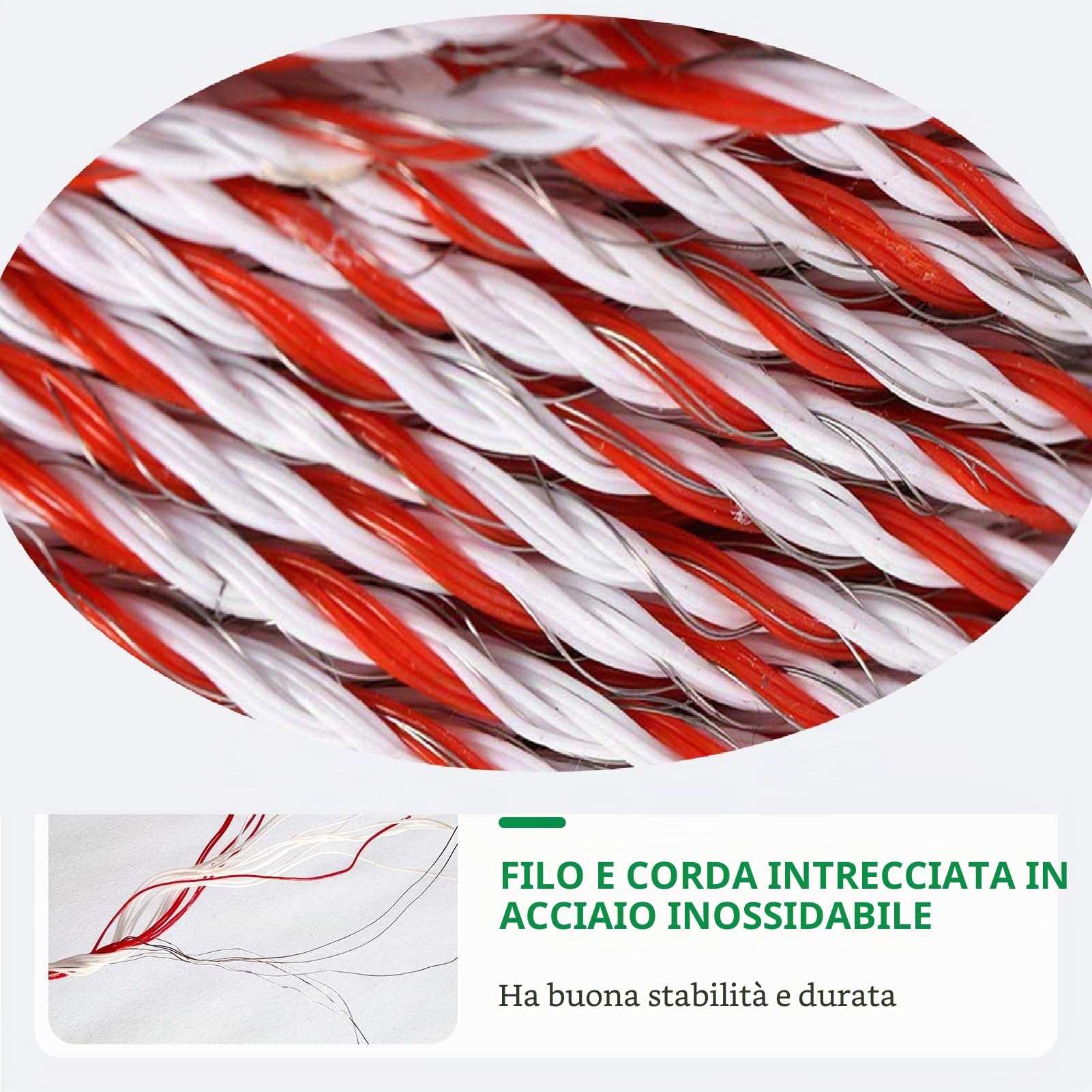 1000M Corda per Recinzioni Elettriche | Recinzione di Filo Per Bestiame In Acciaio Inox Corda,Con elevata Conduttività,per Bovini e Ovini,Cavalli, Bestiame