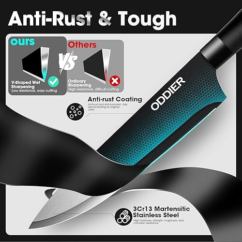 Miniatura 4 de Knife Set, 10 Piece Kitchen Knife Set with Block and Sharpener, Anti-Rust Stainless Steel Knives Set for Kitchen, Chef Universal Knife Block Set,