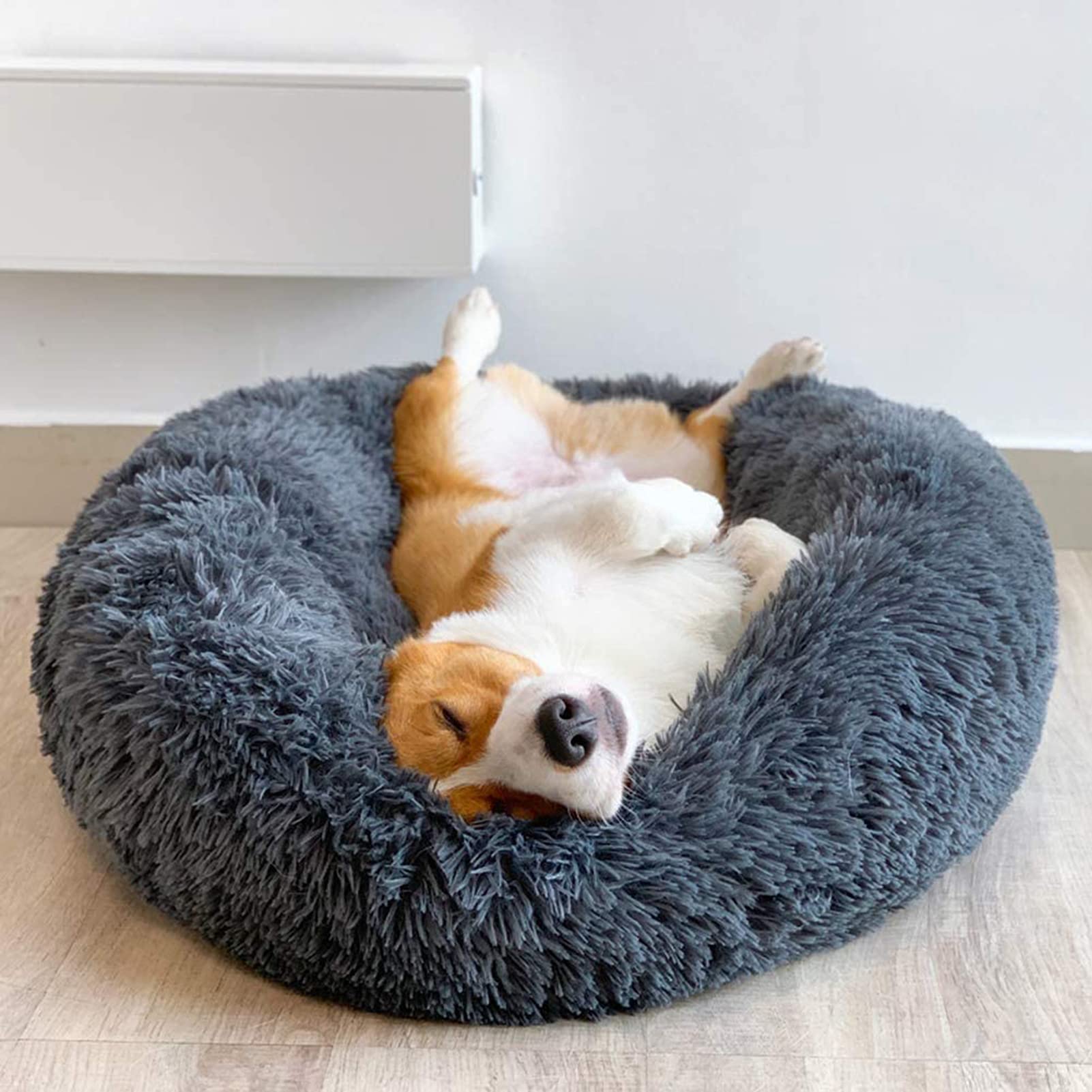 Donut Hundebett Aus Plüsch – Flauschig, Rund, Mit Erhöhtem Rand, Waschbar, Größe Bis 130 Cm