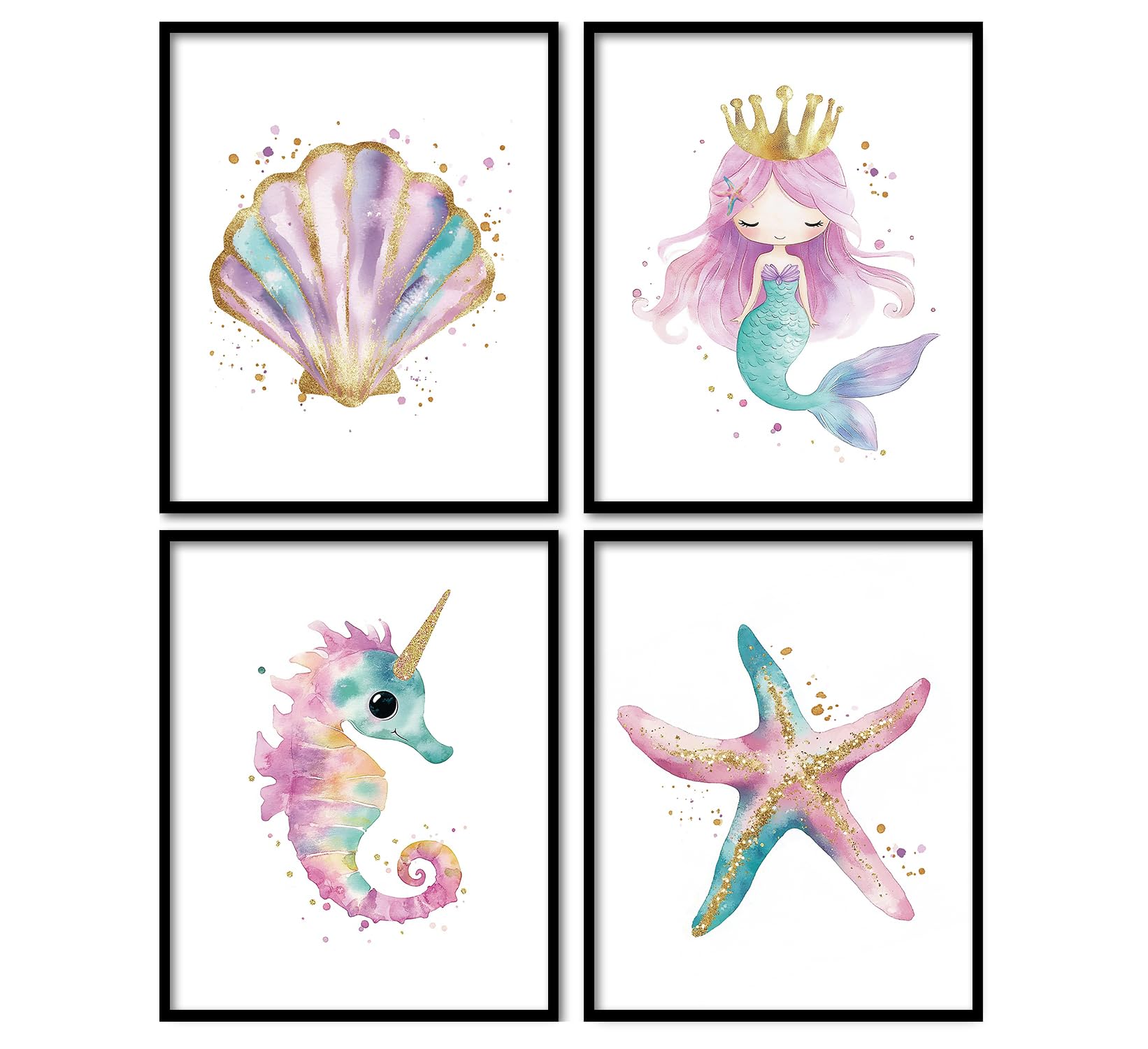 foedor Ocean Nursery Decor Wall Art Prints Set of 4, Beach