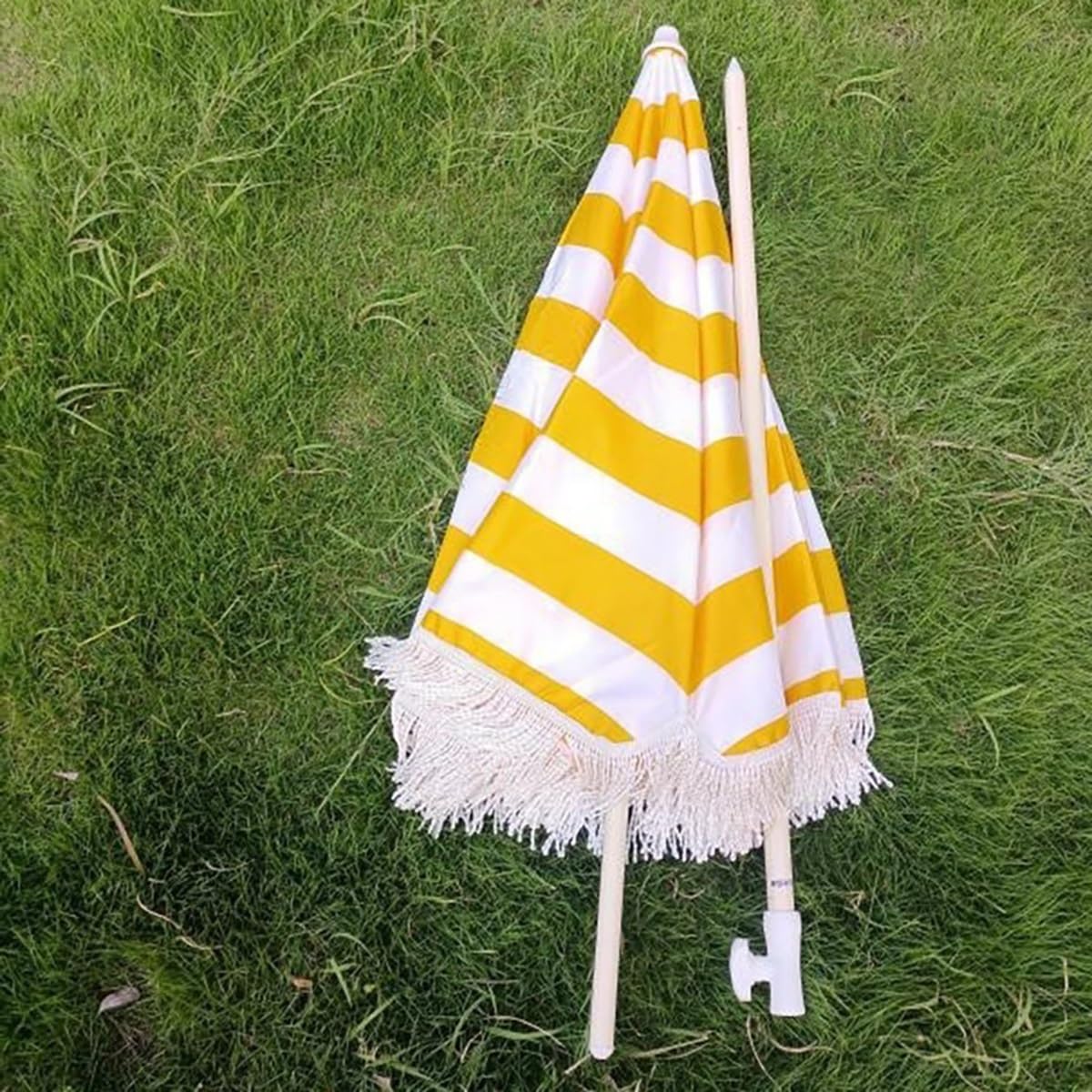 Zewnętrzny parasol tarasowy z frędzlami – wodoodporny z ochroną przeciwsłoneczną UPF50+, idealny do ogrodu, trawnika i basenu