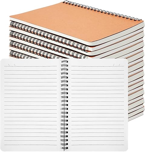 SHENLIU 12 Pack A5 Spiral Lined Notebooks, 8.3x5.8 Inch 60 Sheets120 Pages Spiral Notebook with Kraft Paper Cover, Ruled Notebooks Bulk, Lined
