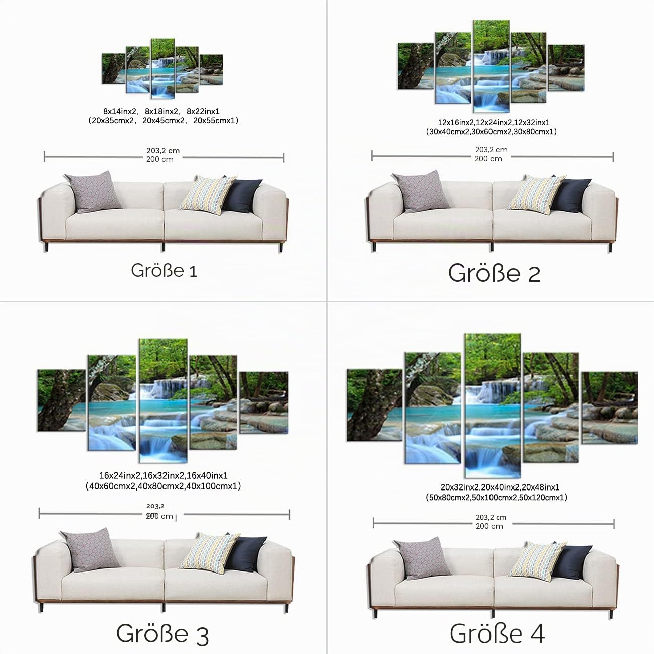 ZHONGYUTONG 5 Stück Bauernhof Traktor Leinwand Kunstdruck Herbst Landschaft Wandbild Residenz Gemälde Poster Moderne Heimdekoration (100x55cm, Rahmen)